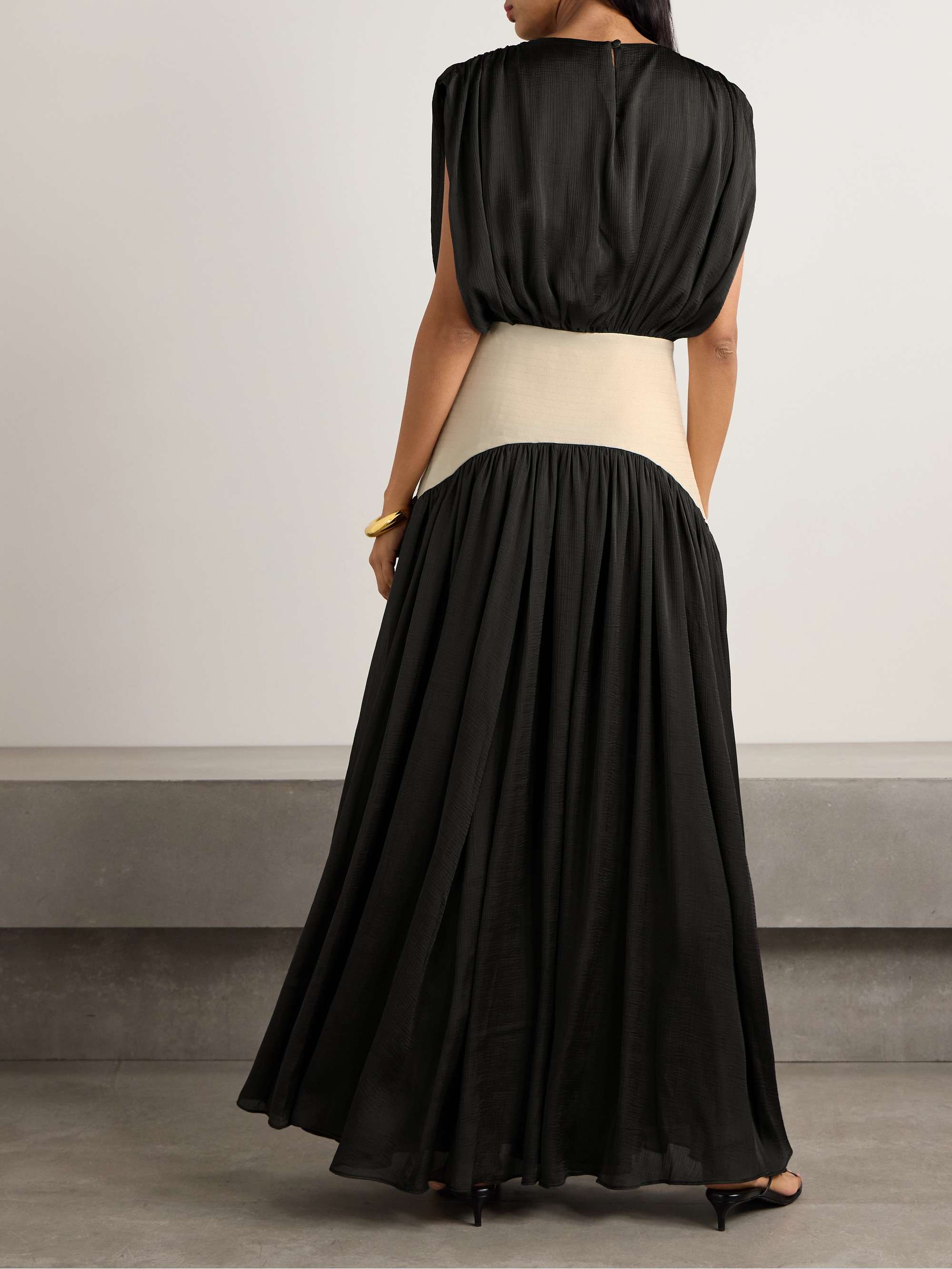 Suri paneled twill and crinkled-voile maxi dress view