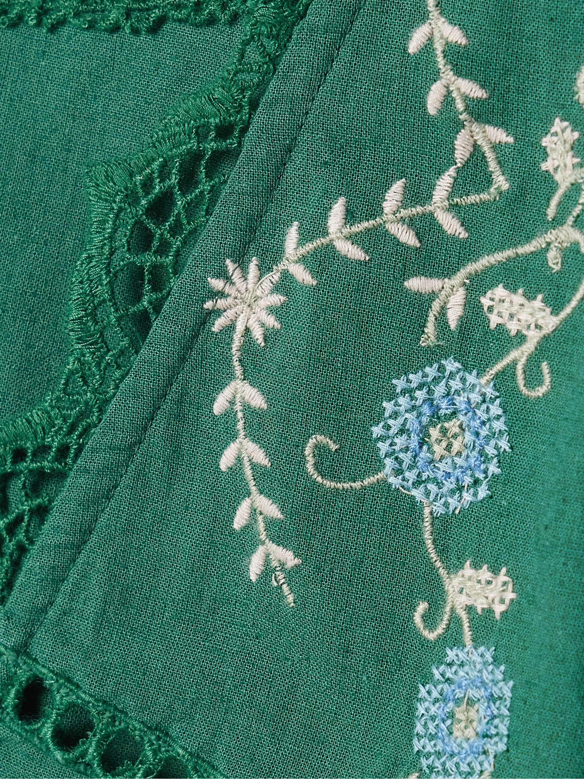 Vesna cropped crochet-trimmed embroidered cotton and linen-blend top view