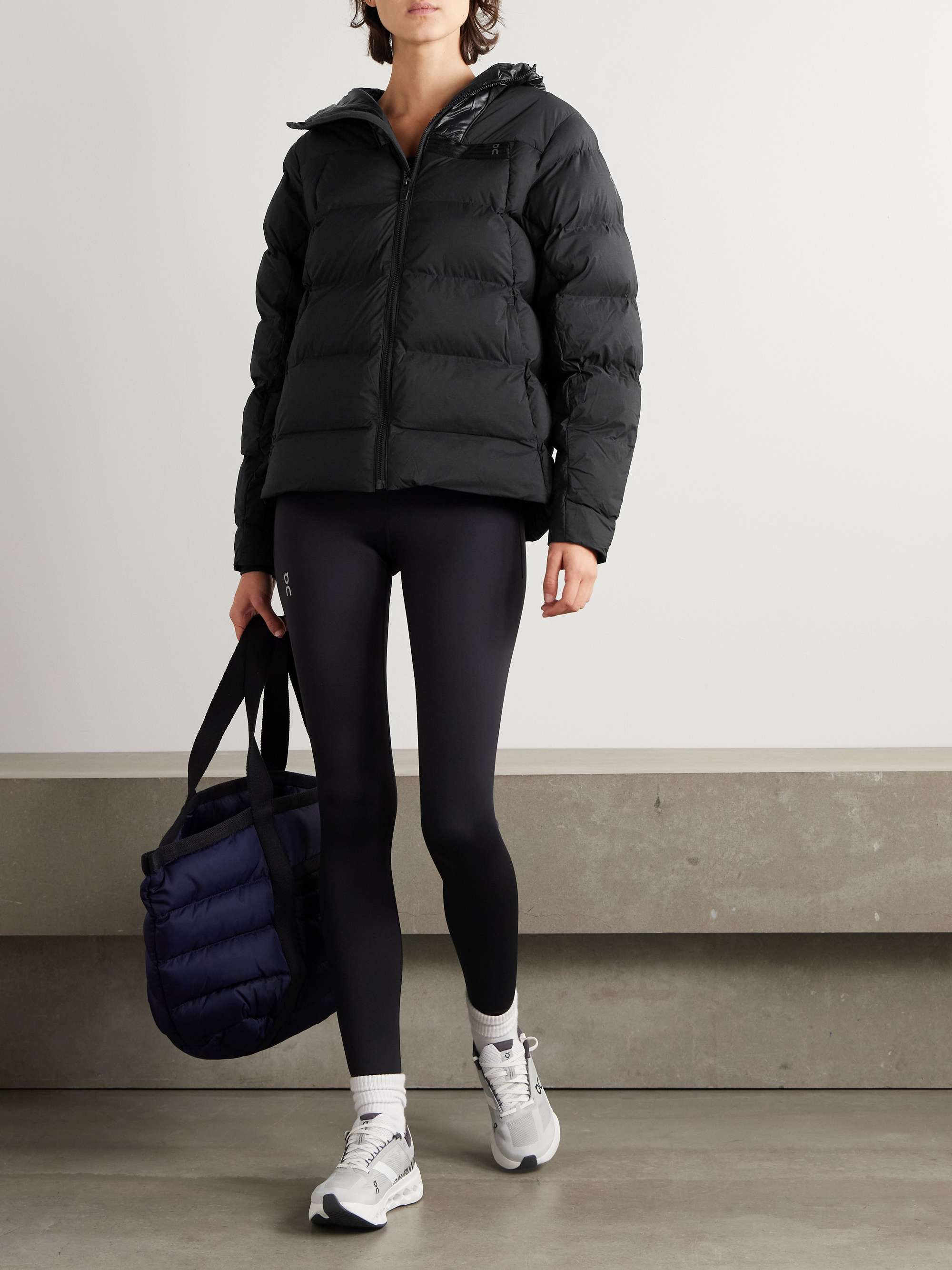 Challenger hooded quilted grosgrain-trimmed shell and recycled-ripstop jacket view