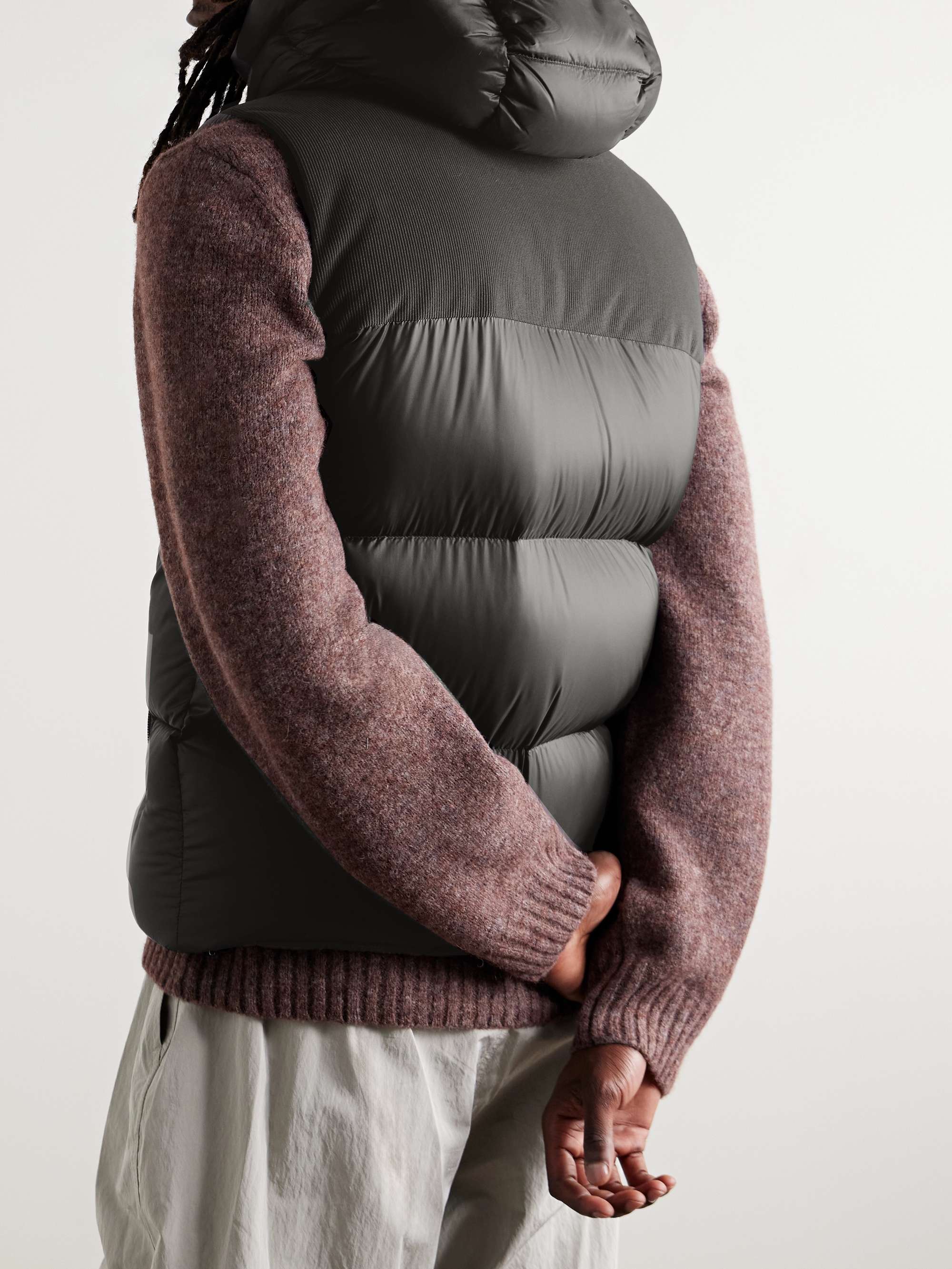 Slim-Fit Corduroy-Trimmed Quilted Shell Hooded Down Gilet view
