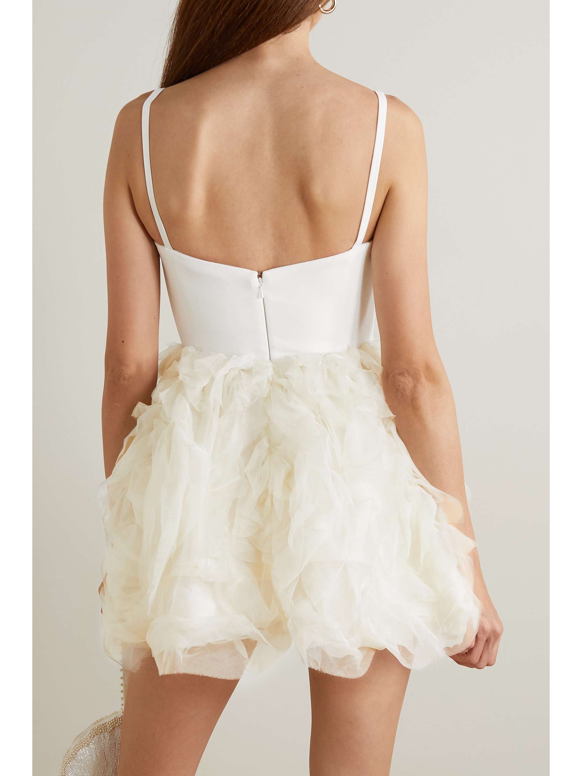 Roxy satin-crepe and ruffled organza mini dress view