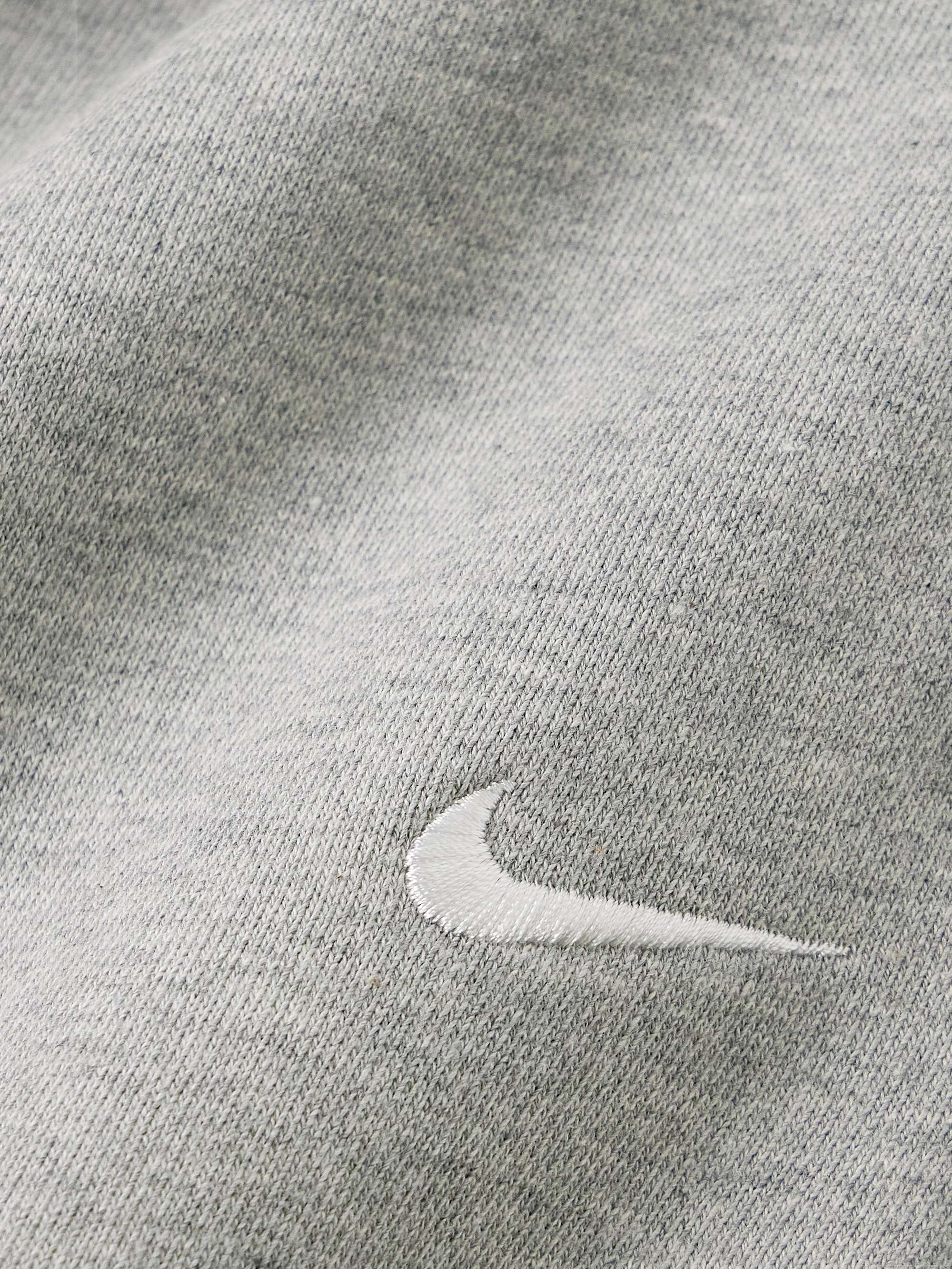 Solo Swoosh Straight-Leg Logo-Embroidered Cotton-Blend Jersey Sweatpants view