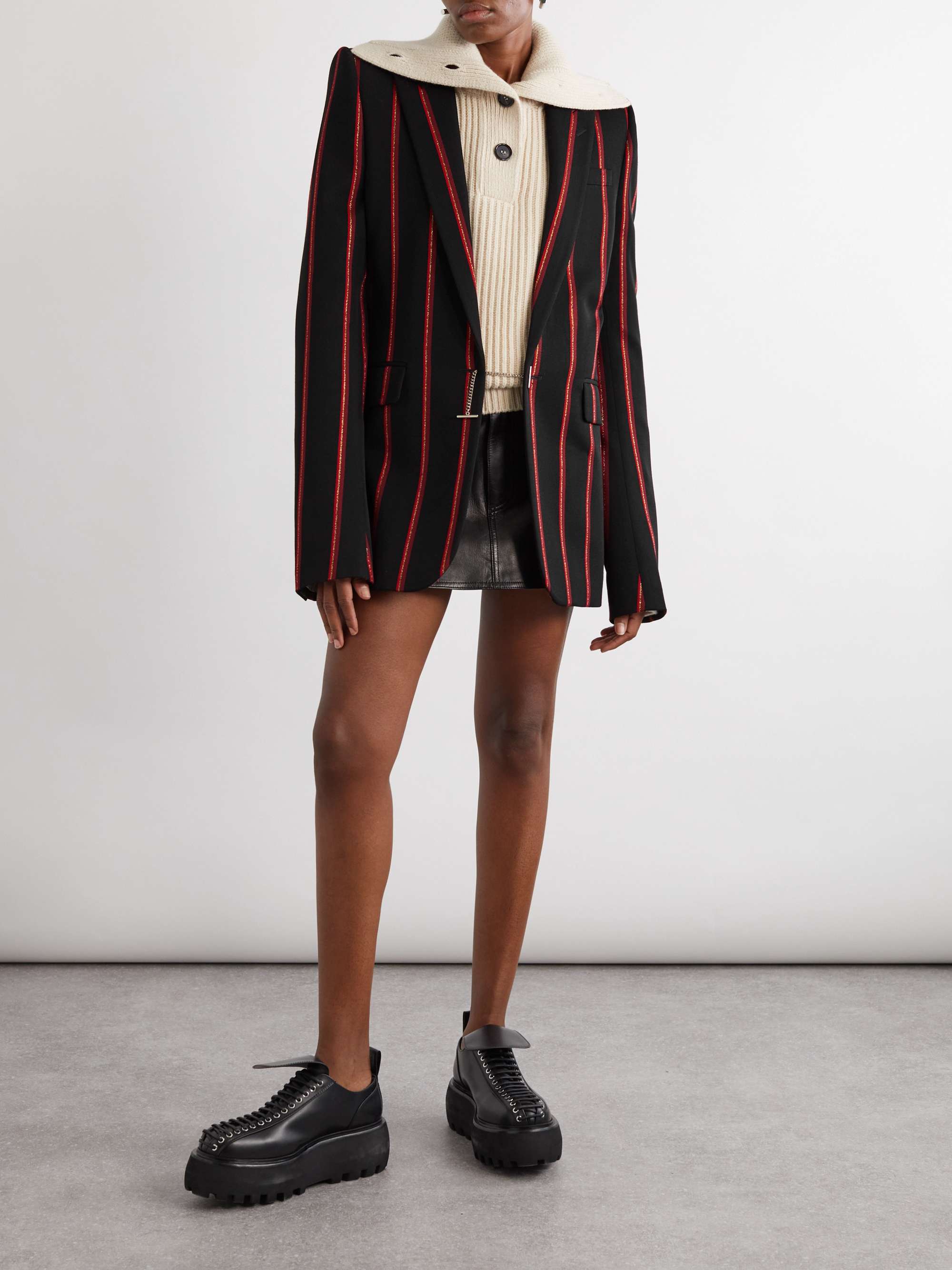 Metallic striped wool-twill blazer view