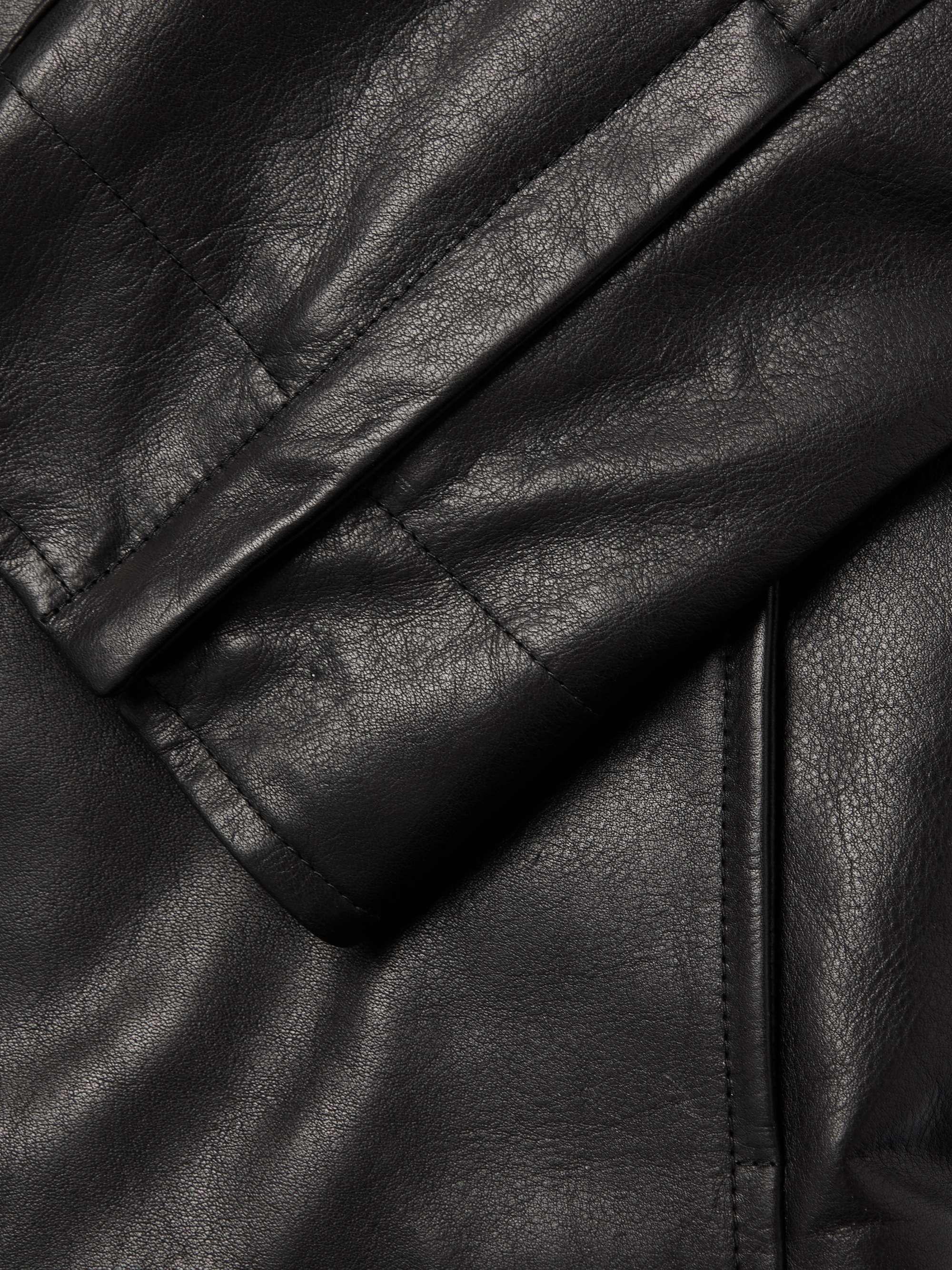 Textured-Leather Blouson Jacket view