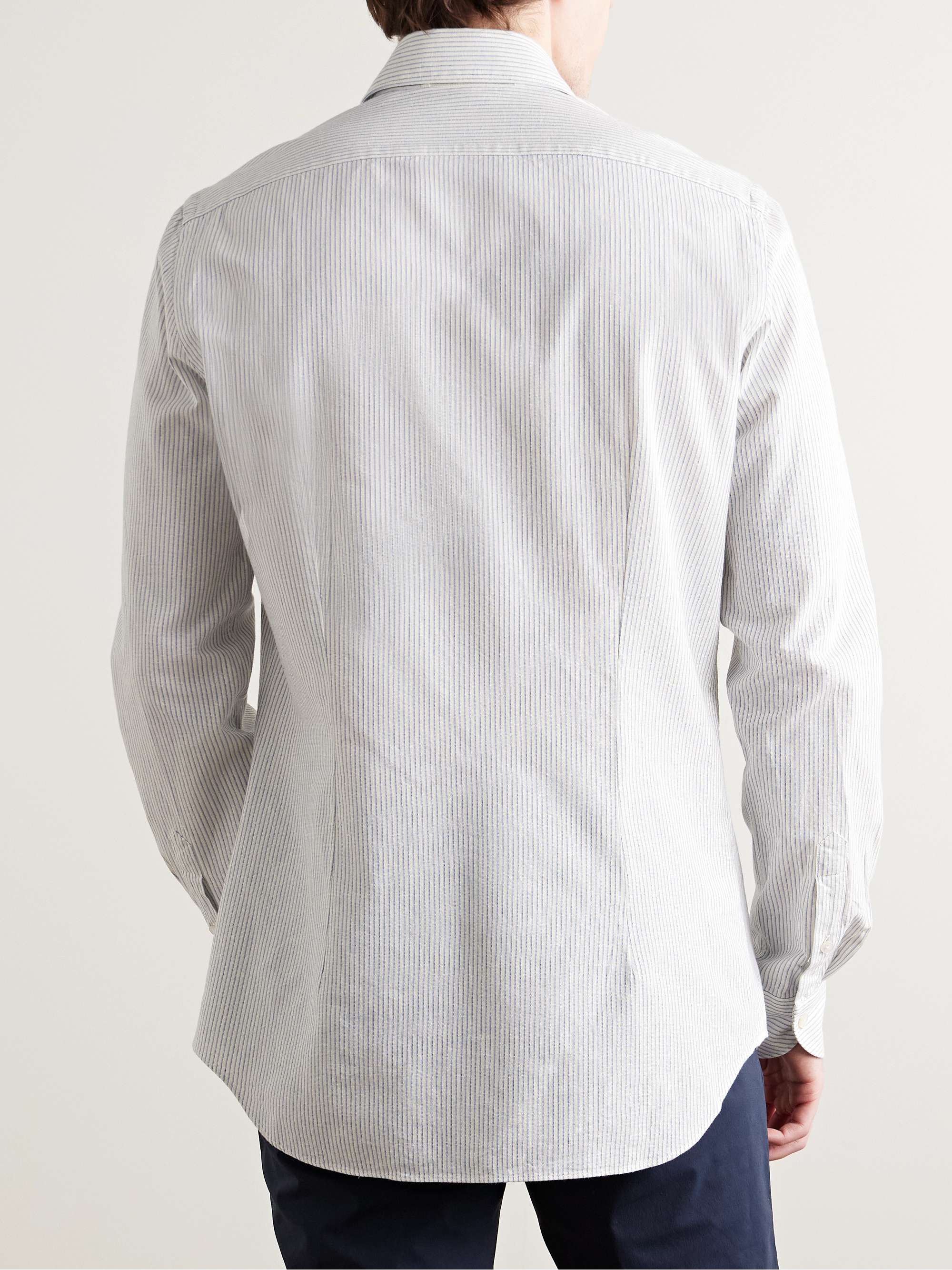 Glanshirt Slim-Fit Spread-Collar Striped Cotton Oxford Shirt view