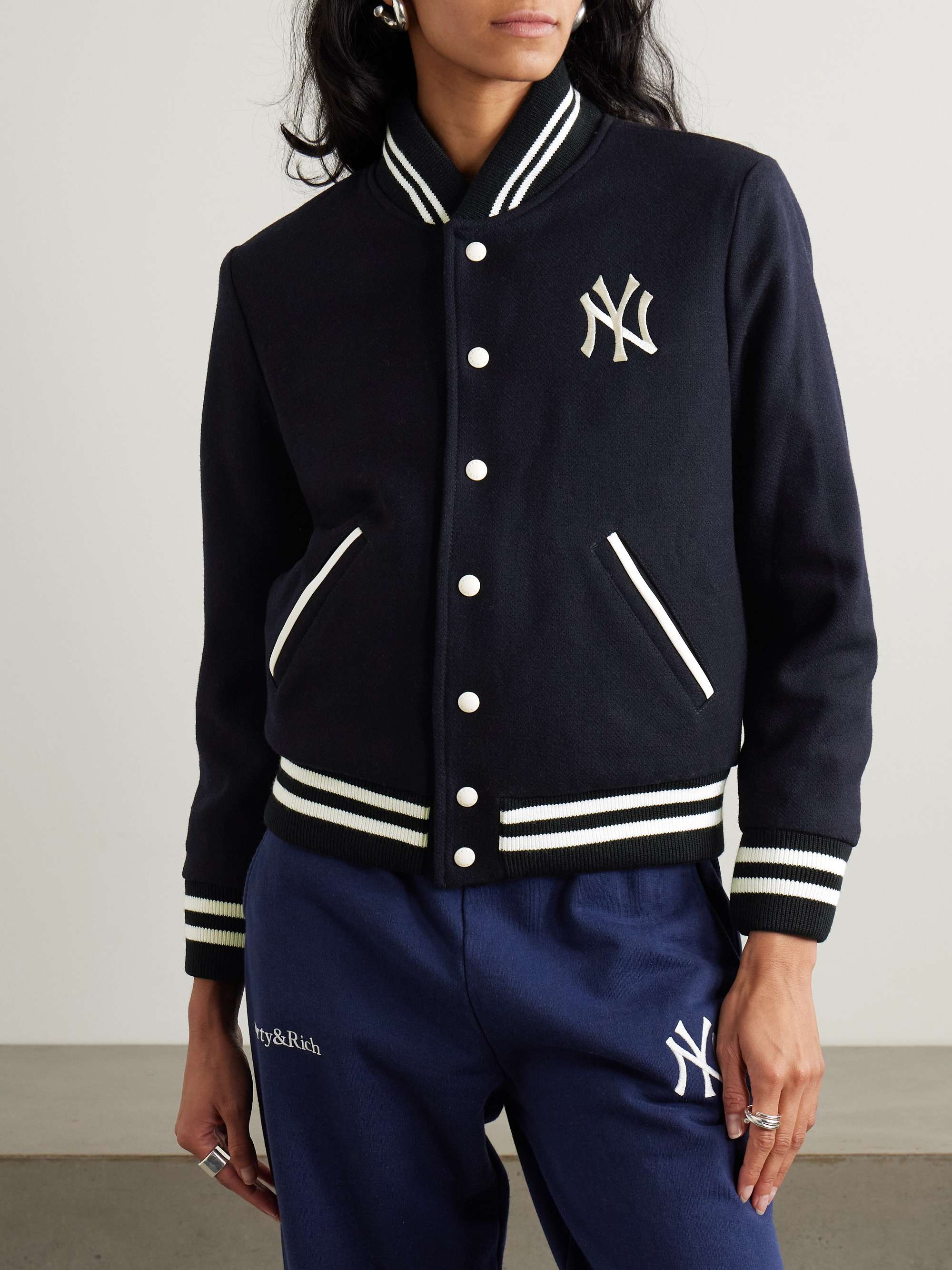 + '47 & The New York Yankees embroidered striped wool-blend varsity jacket view