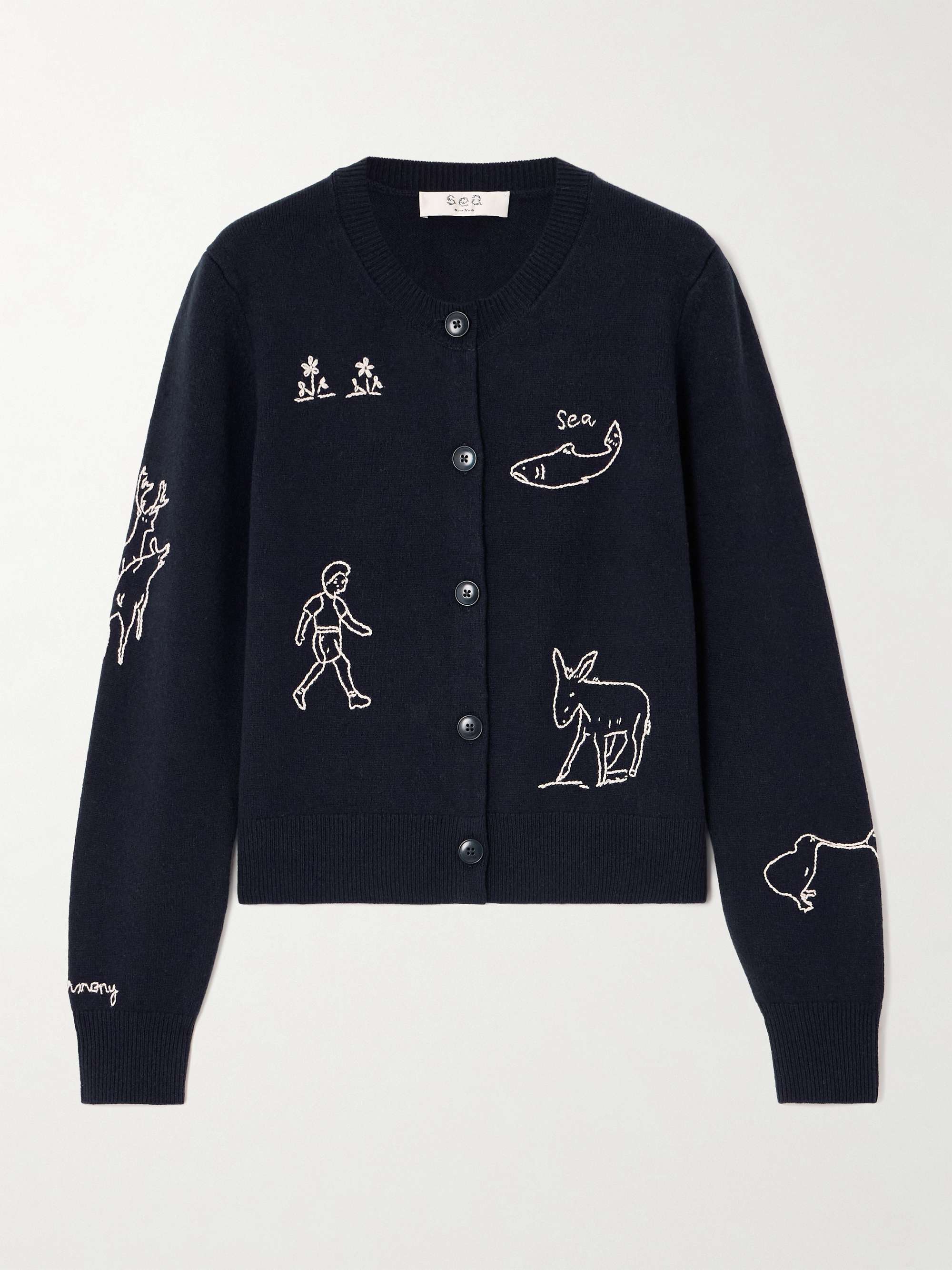 Embroidered merino wool cardigan hero visual