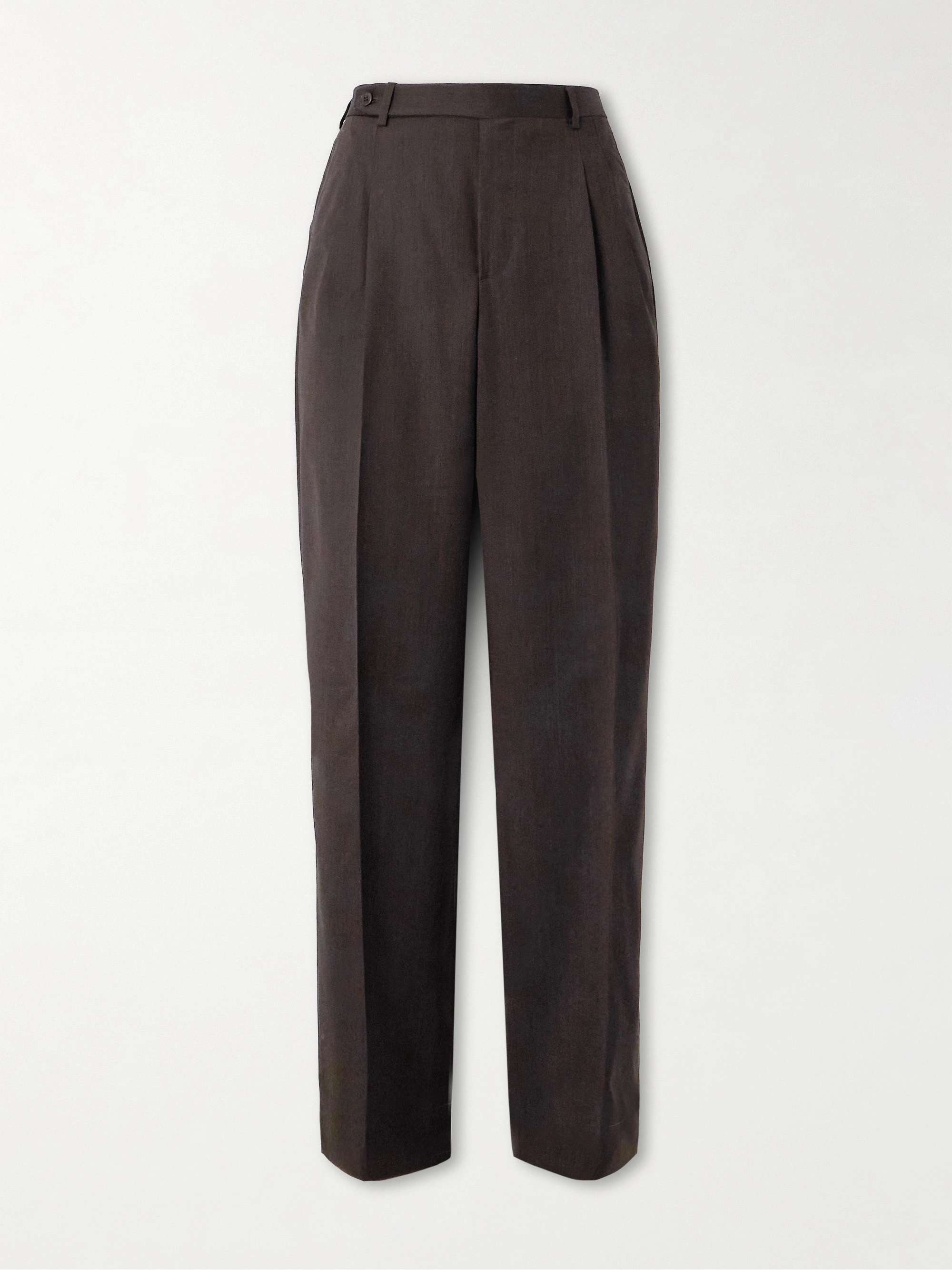 Capri Wide-Leg Pleated Wool-Blend Trousers hero visual