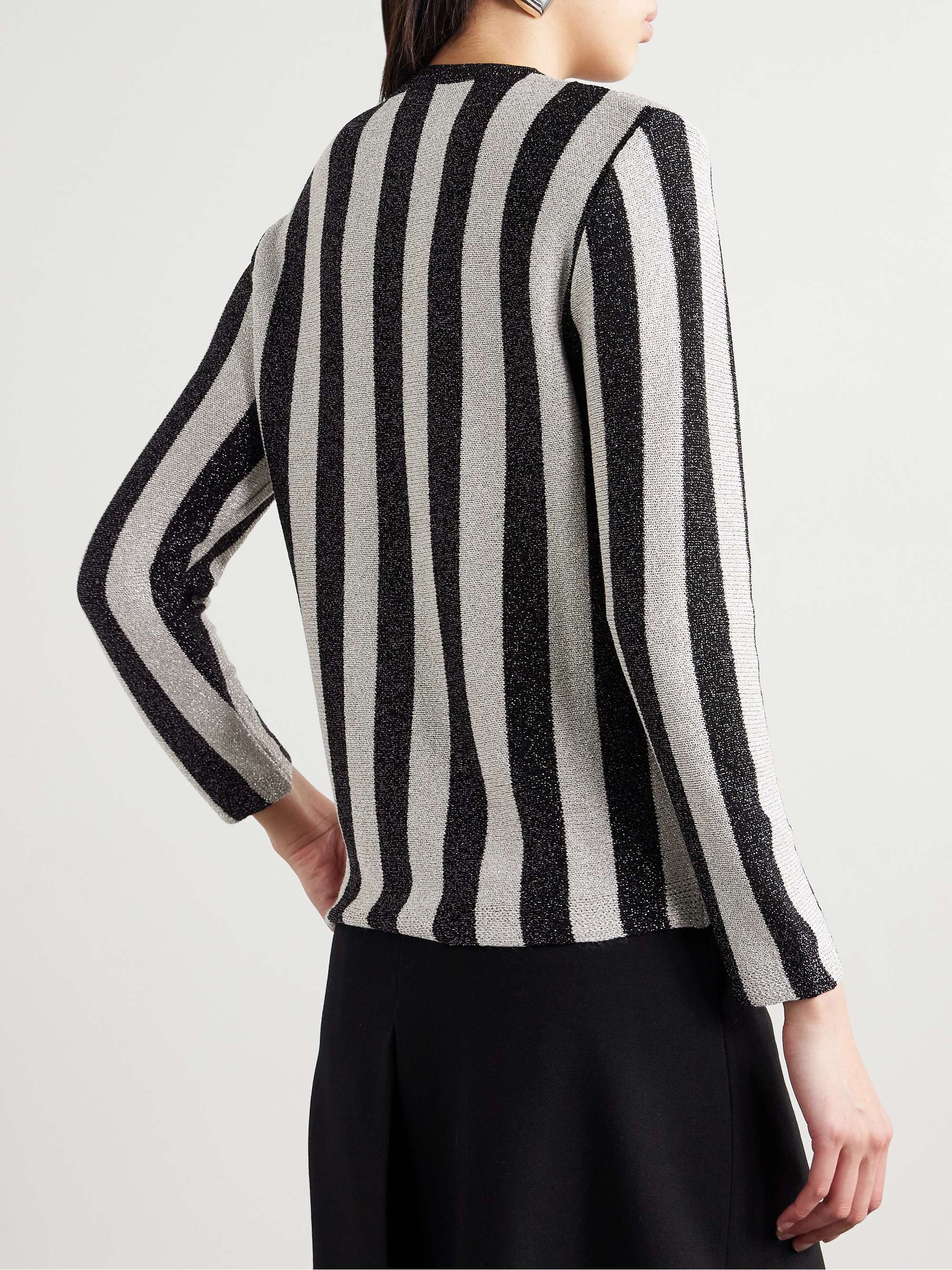 Grandstand metallic striped knitted cardigan view
