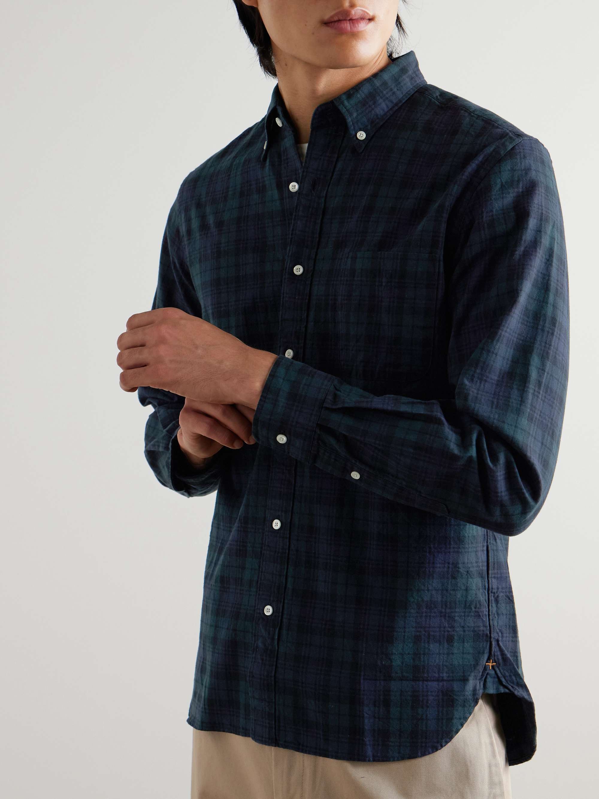 Button-Down Collar Checked Cotton Shirt view