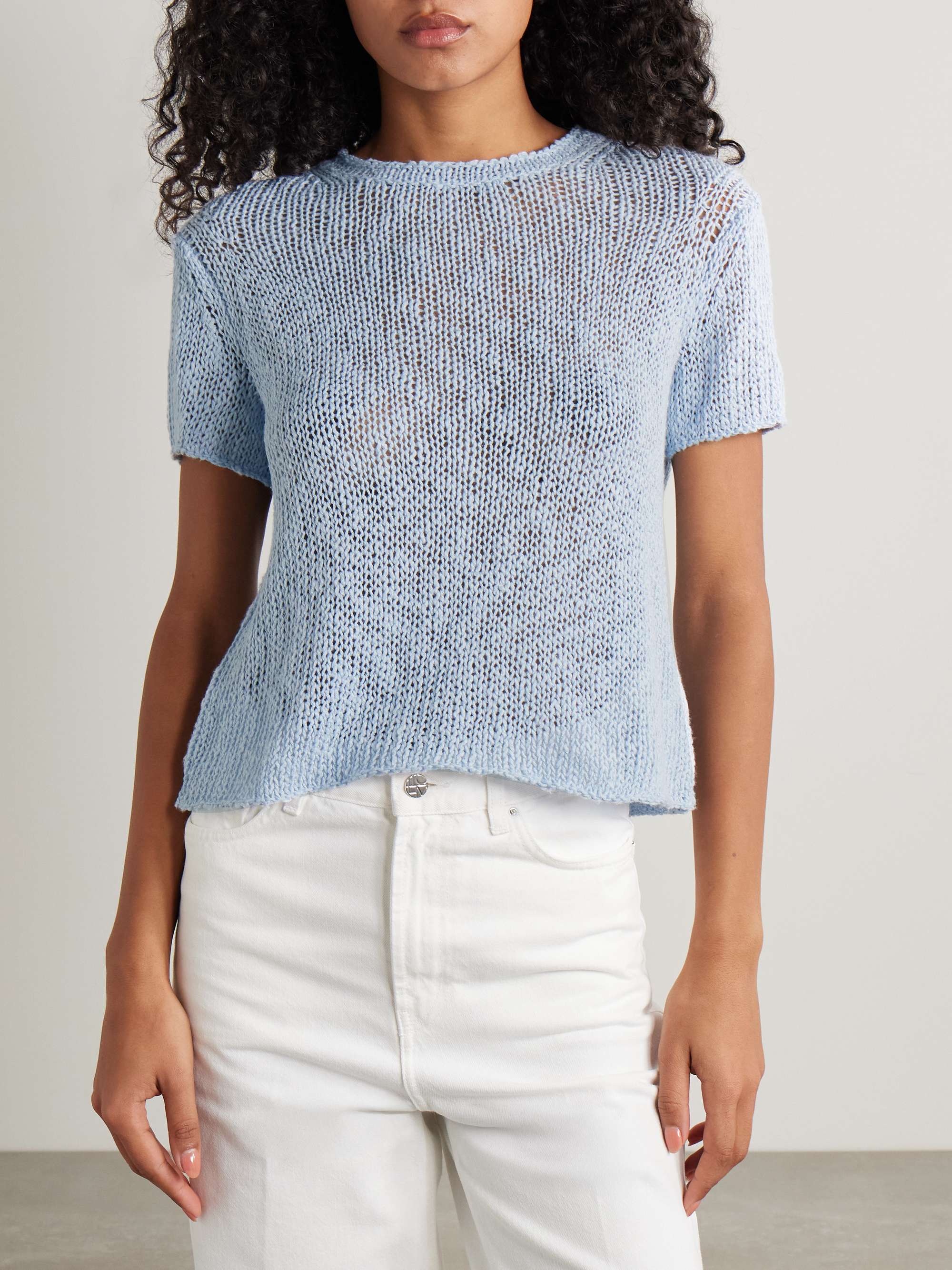 Open-knit cotton and linen-blend T-shirt view