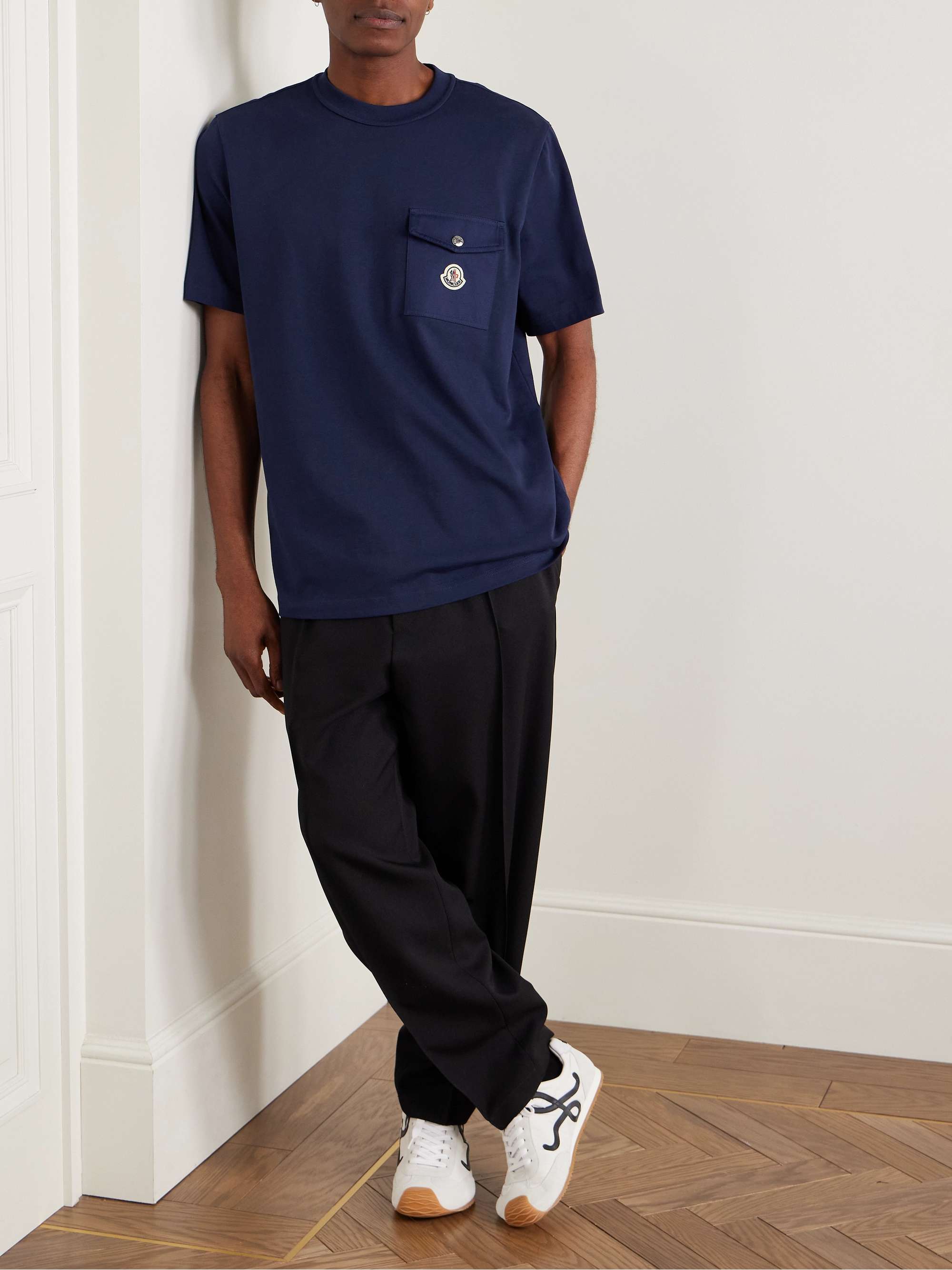 Logo-Appliquéd Twill-Trimmed Cotton-Jersey T-Shirt view