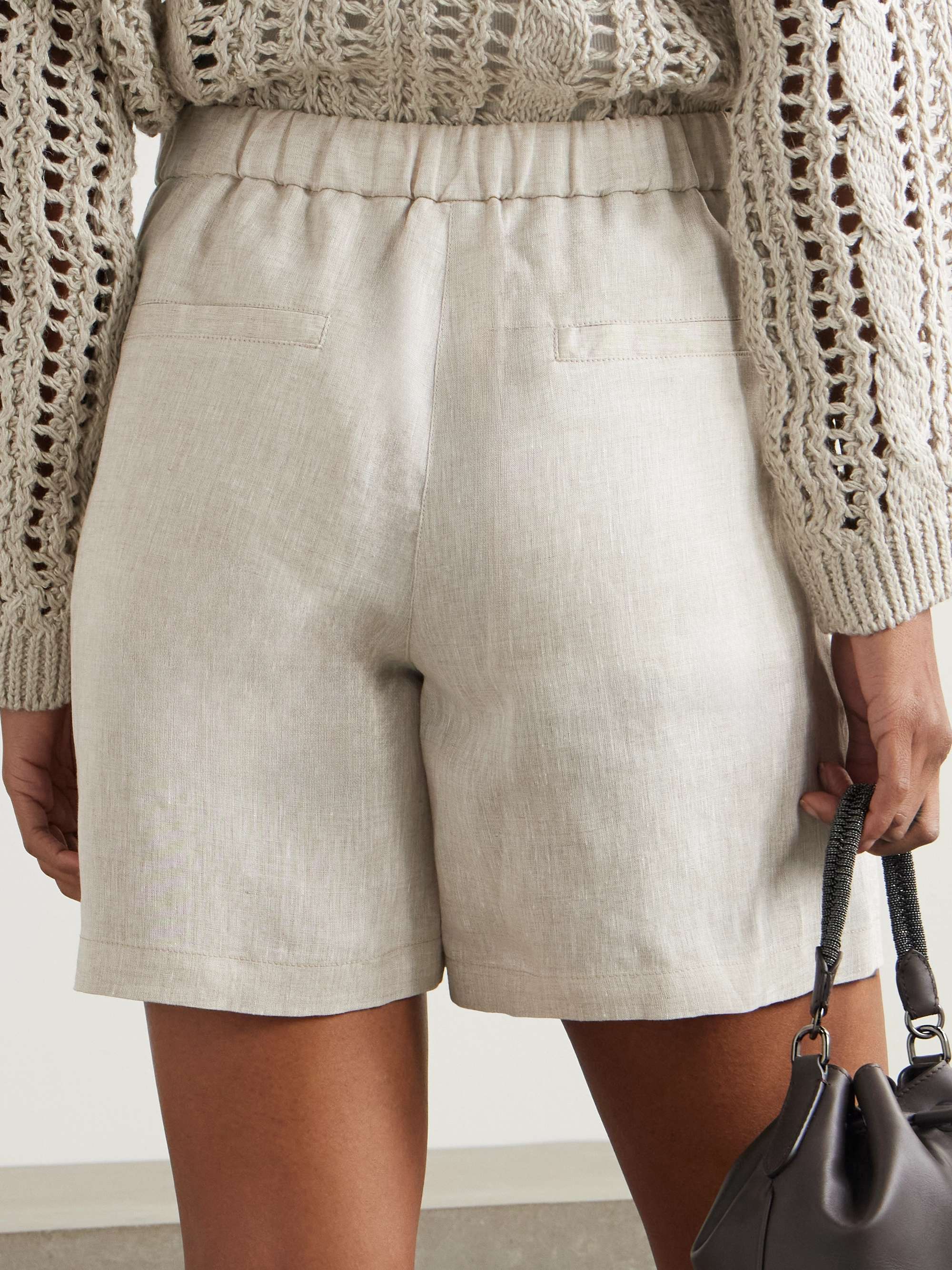 Pleated linen shorts view
