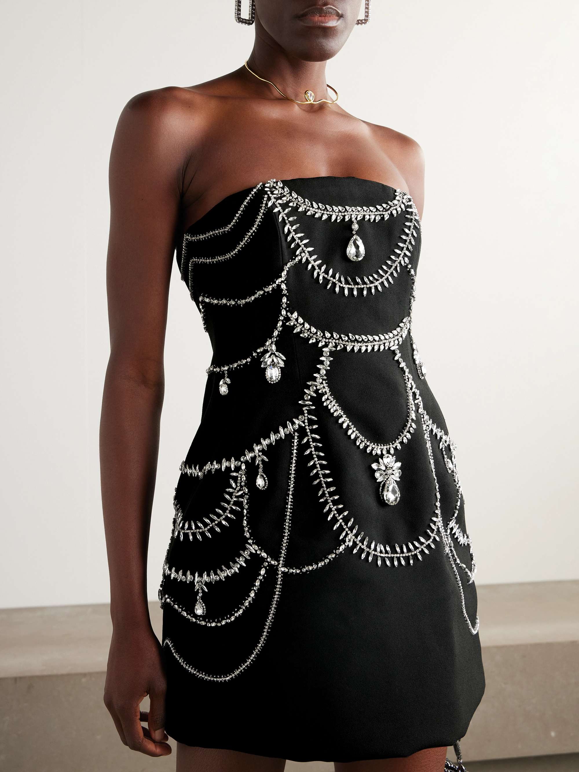 Arta strapless crystal-embellished cady mini dress view