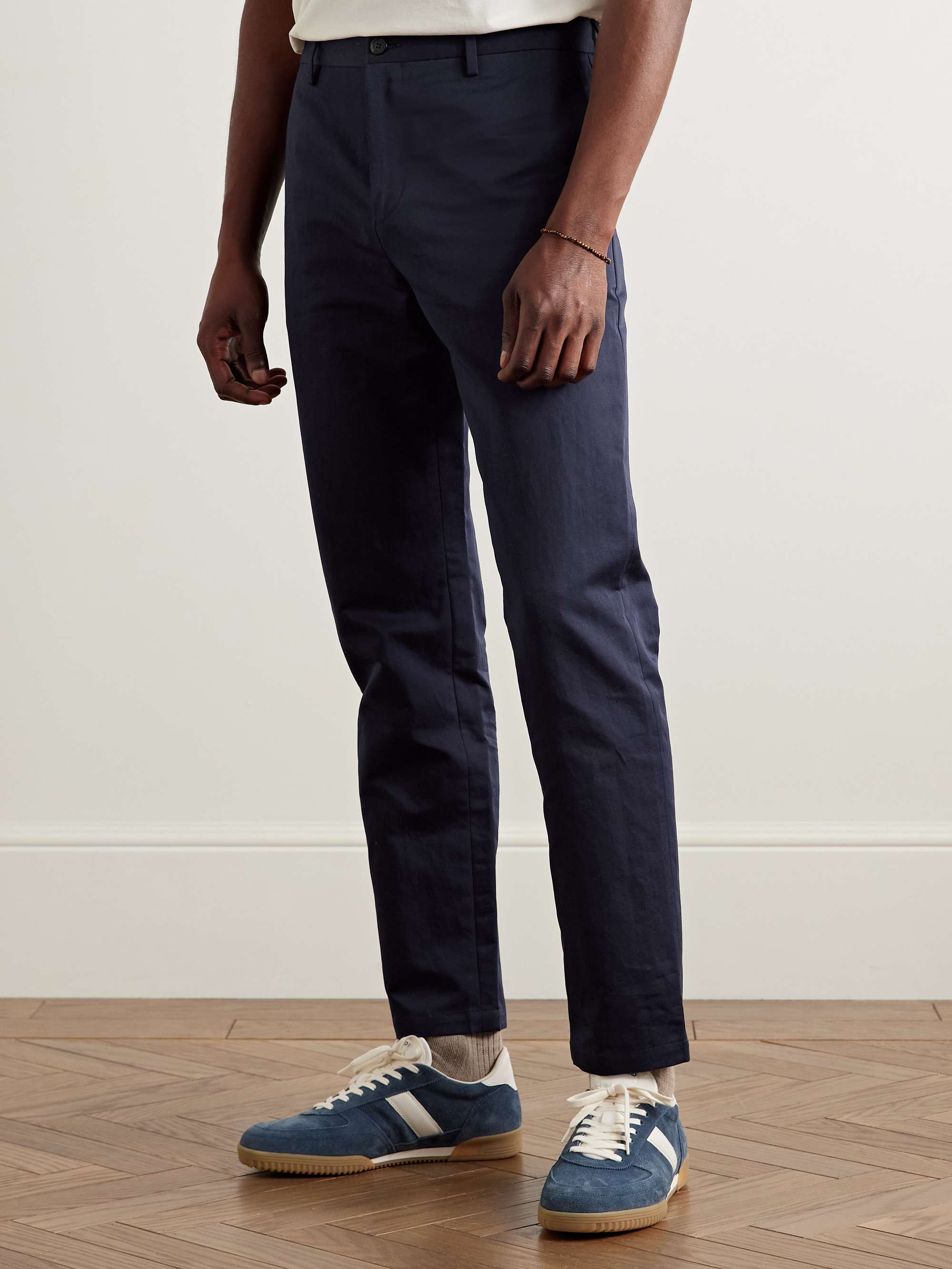 Slim-Fit Straight-Leg Cotton and Linen-Blend Suit Trousers view