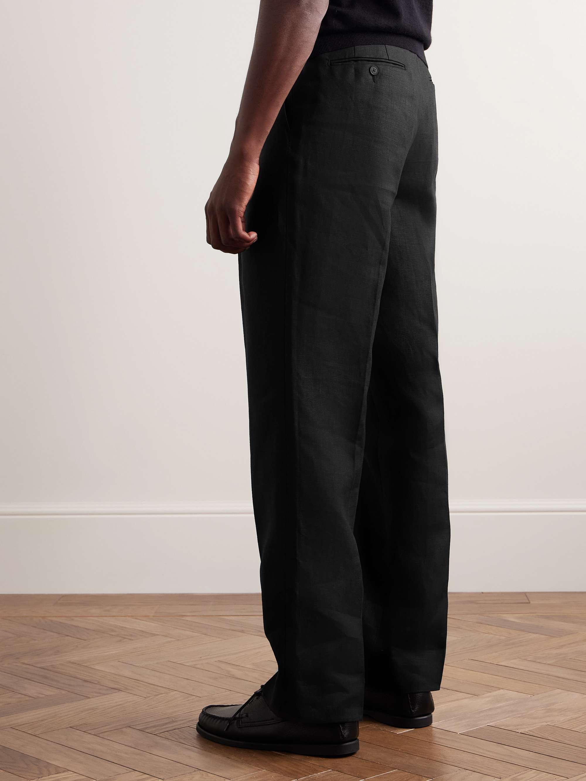 Amo Wide-Leg Pleated Linen Trousers view