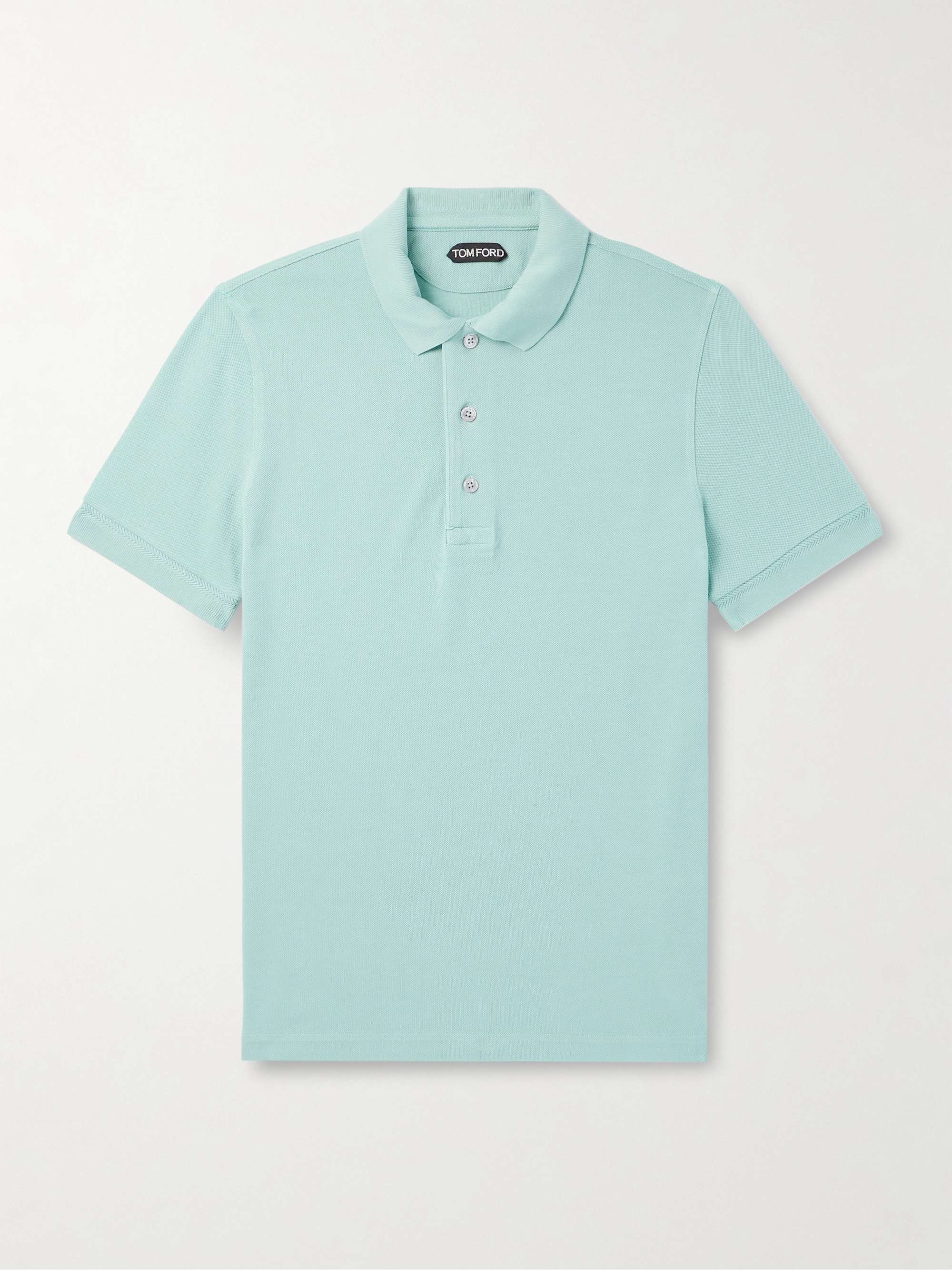 Slim-Fit Lyocell and Cotton-Blend Piqué Polo Shirt hero visual