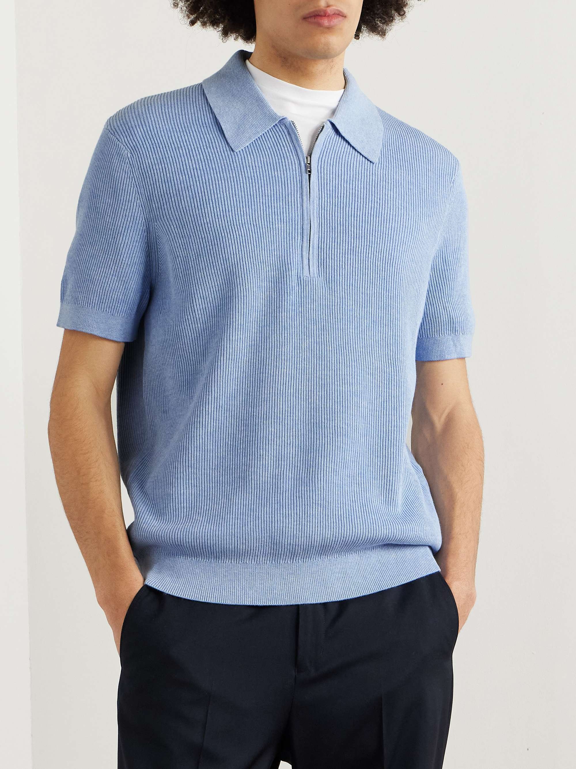 Hansie 6600 Ribbed Organic Cotton Half-Zip Polo Shirt view