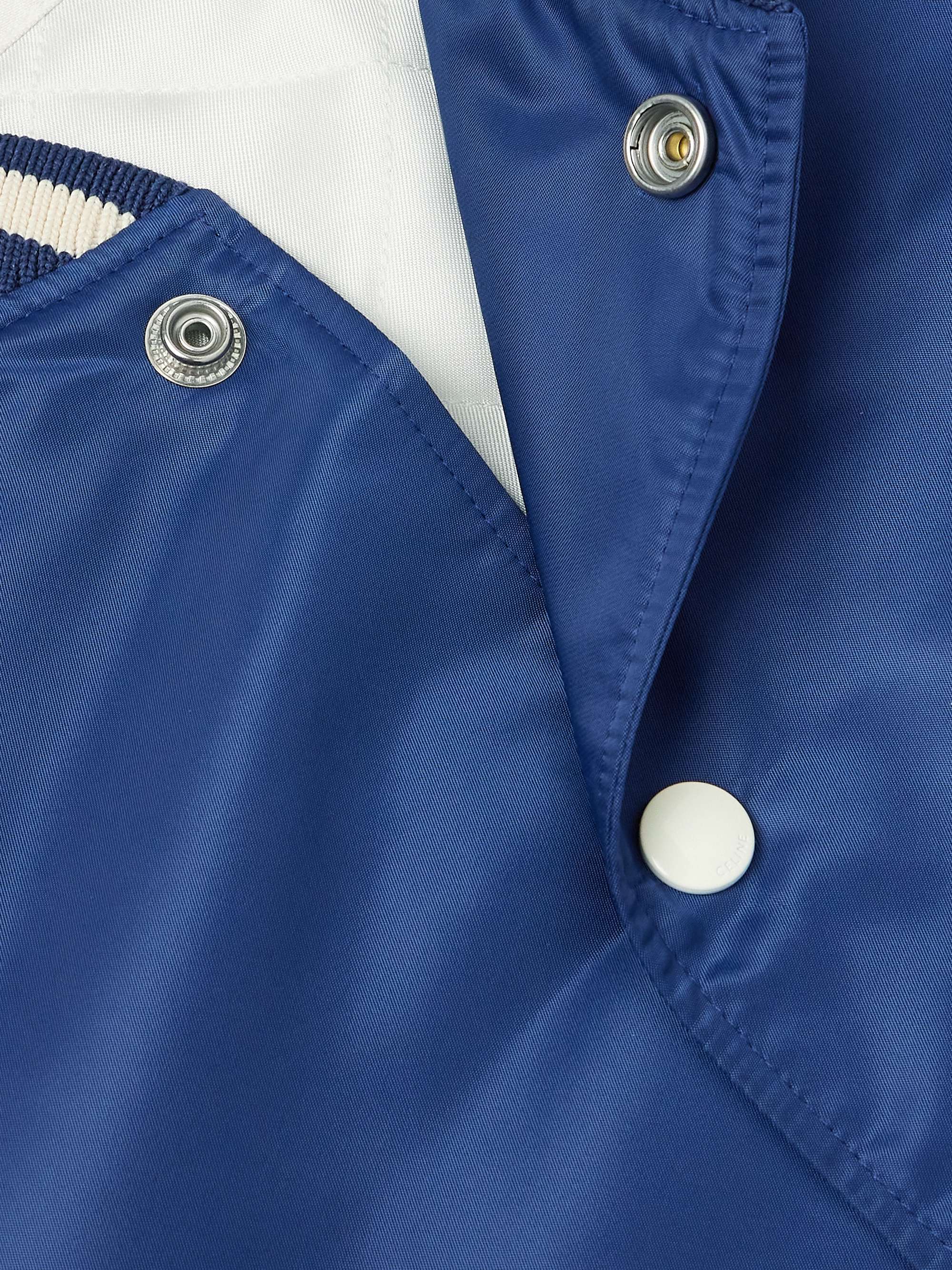Logo-Appliquéd Striped Satin Bomber Jacket view