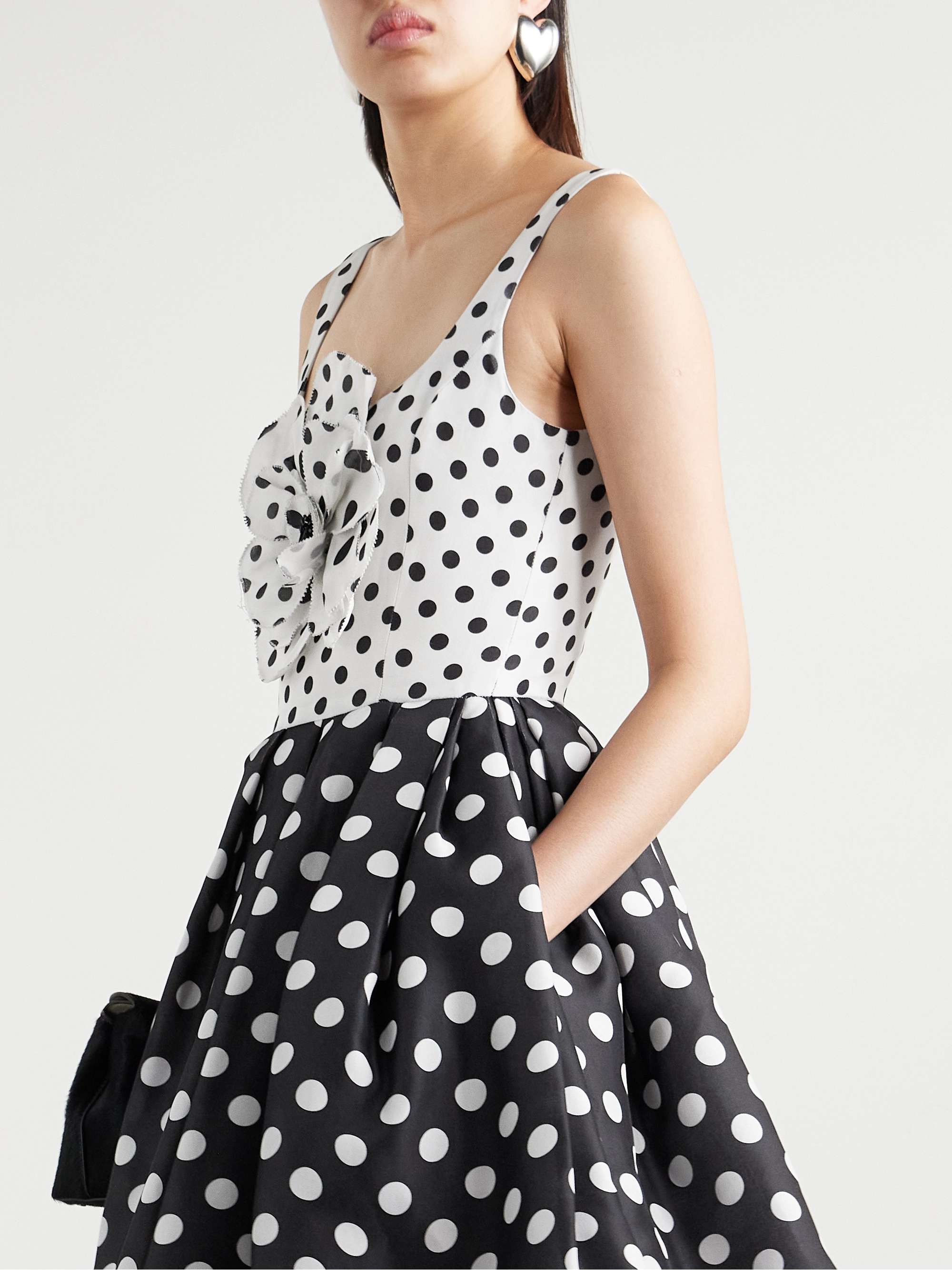 Pleated appliquéd polka-dot silk-gazar gown view