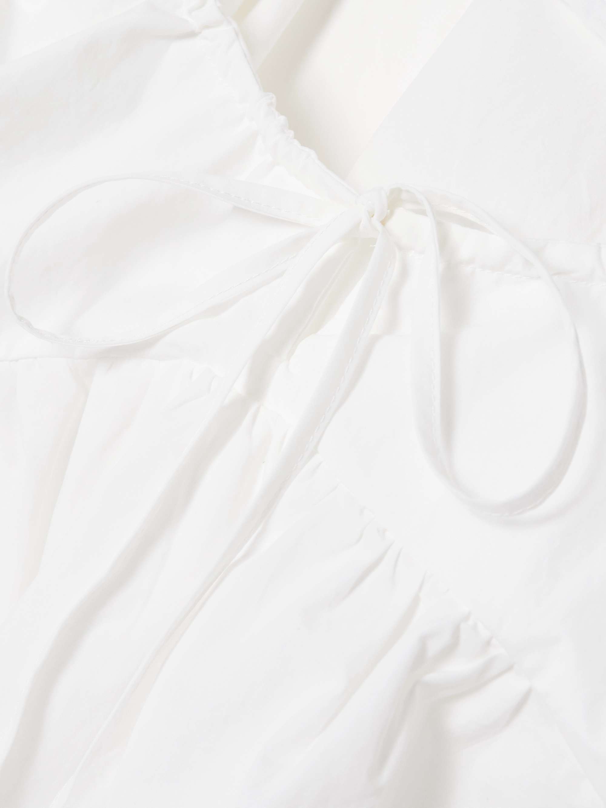 Double V tie-detailed organic cotton-poplin mini dress view