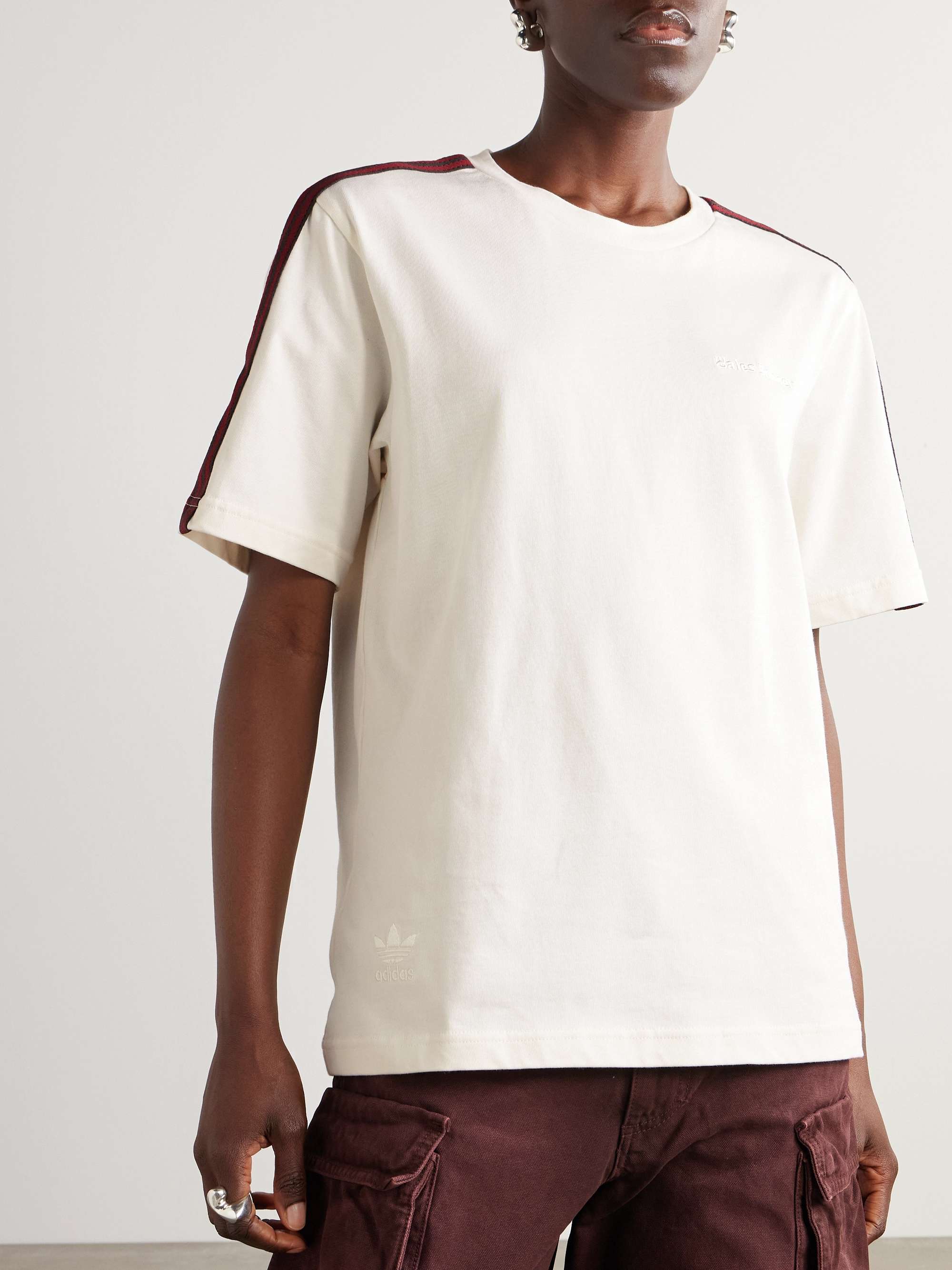 + Wales Bonner embroidered webbing-trimmed organic cotton-jersey T-shirt view
