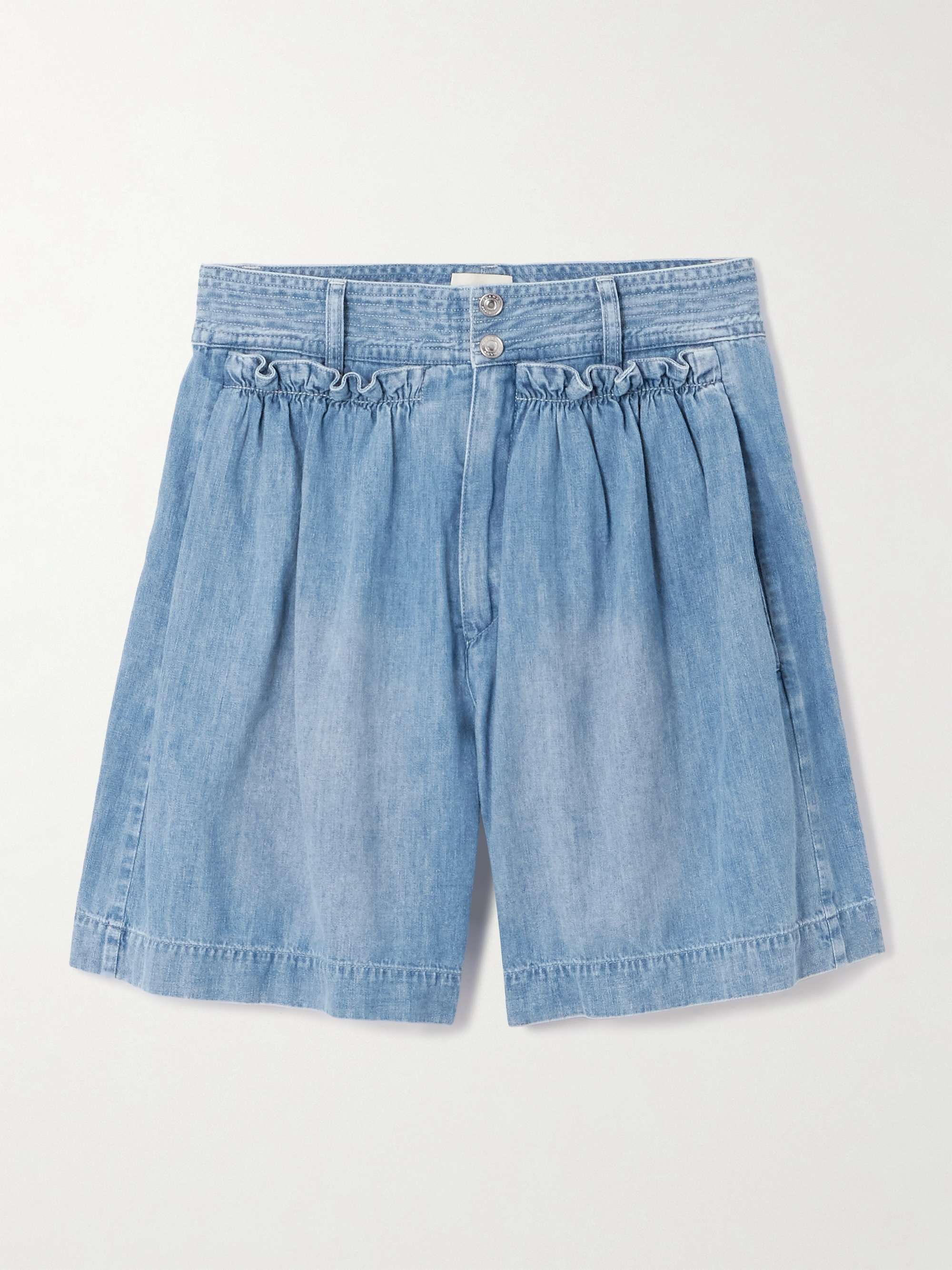 Ingrid ruffled cotton-chambray shorts hero visual