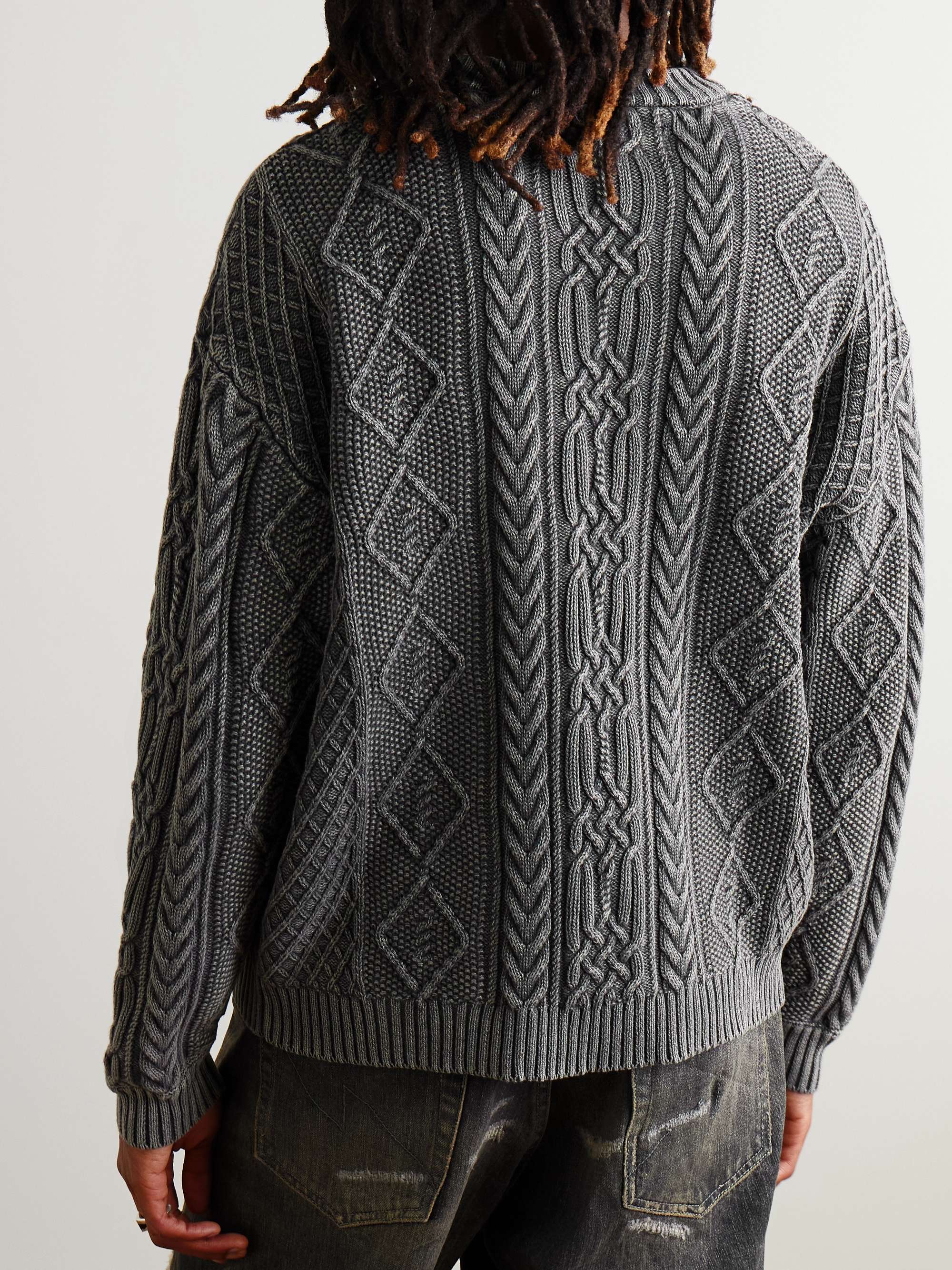 Cable-Knit Washed-Cotton Sweater view
