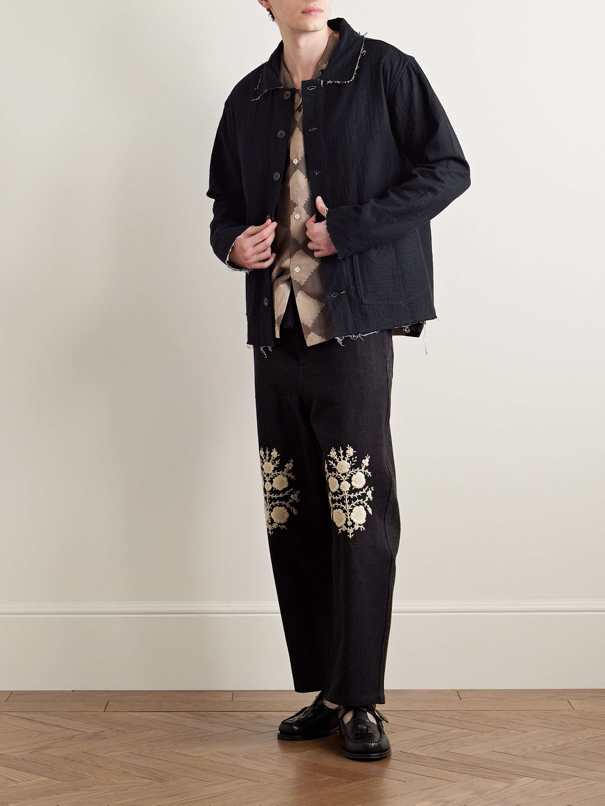 Reversible Frayed Embroidered Cotton-Voile Jacket view