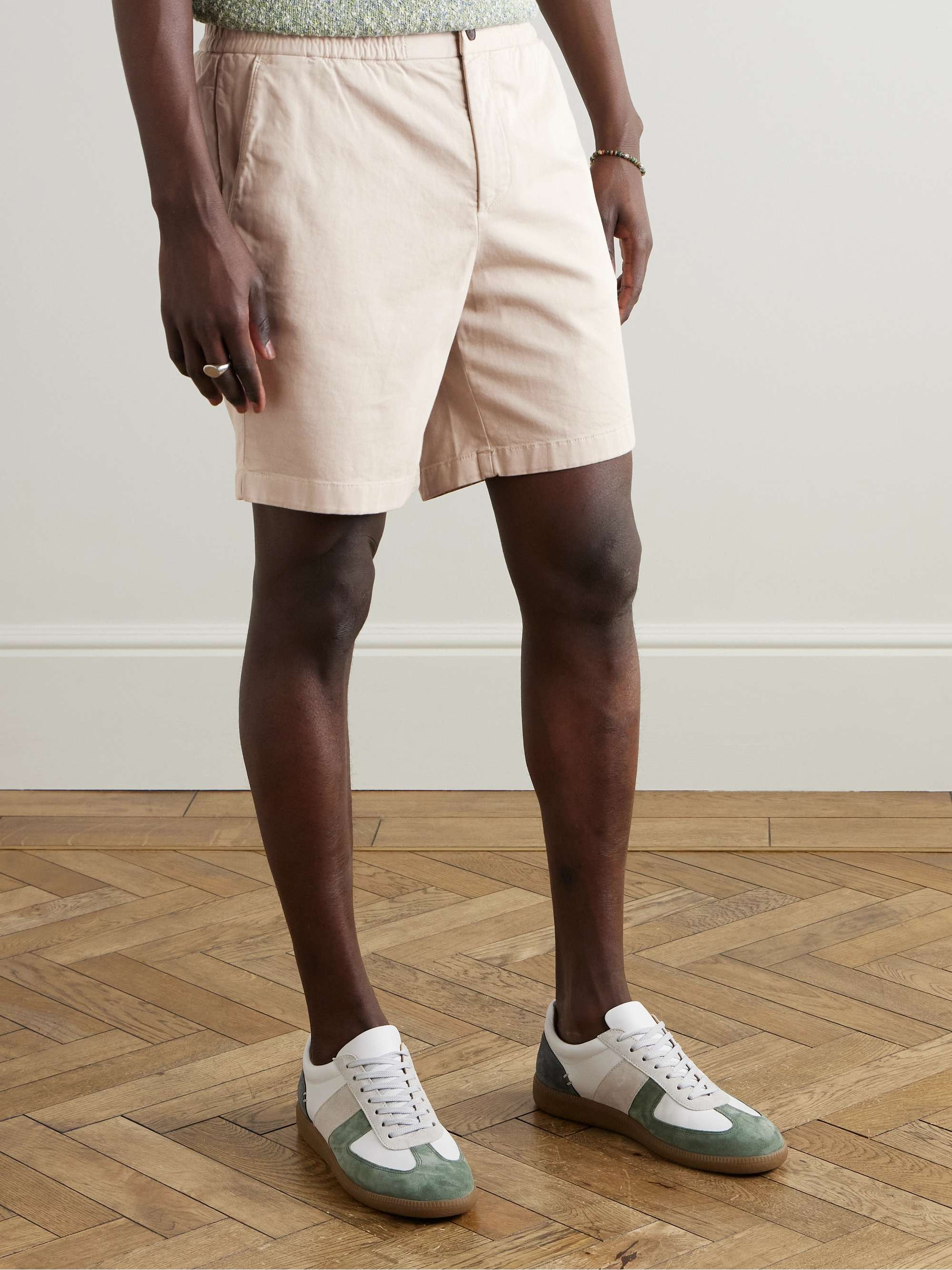 Straight-Leg Garment-Dyed Organic Cotton-Blend Twill Shorts view