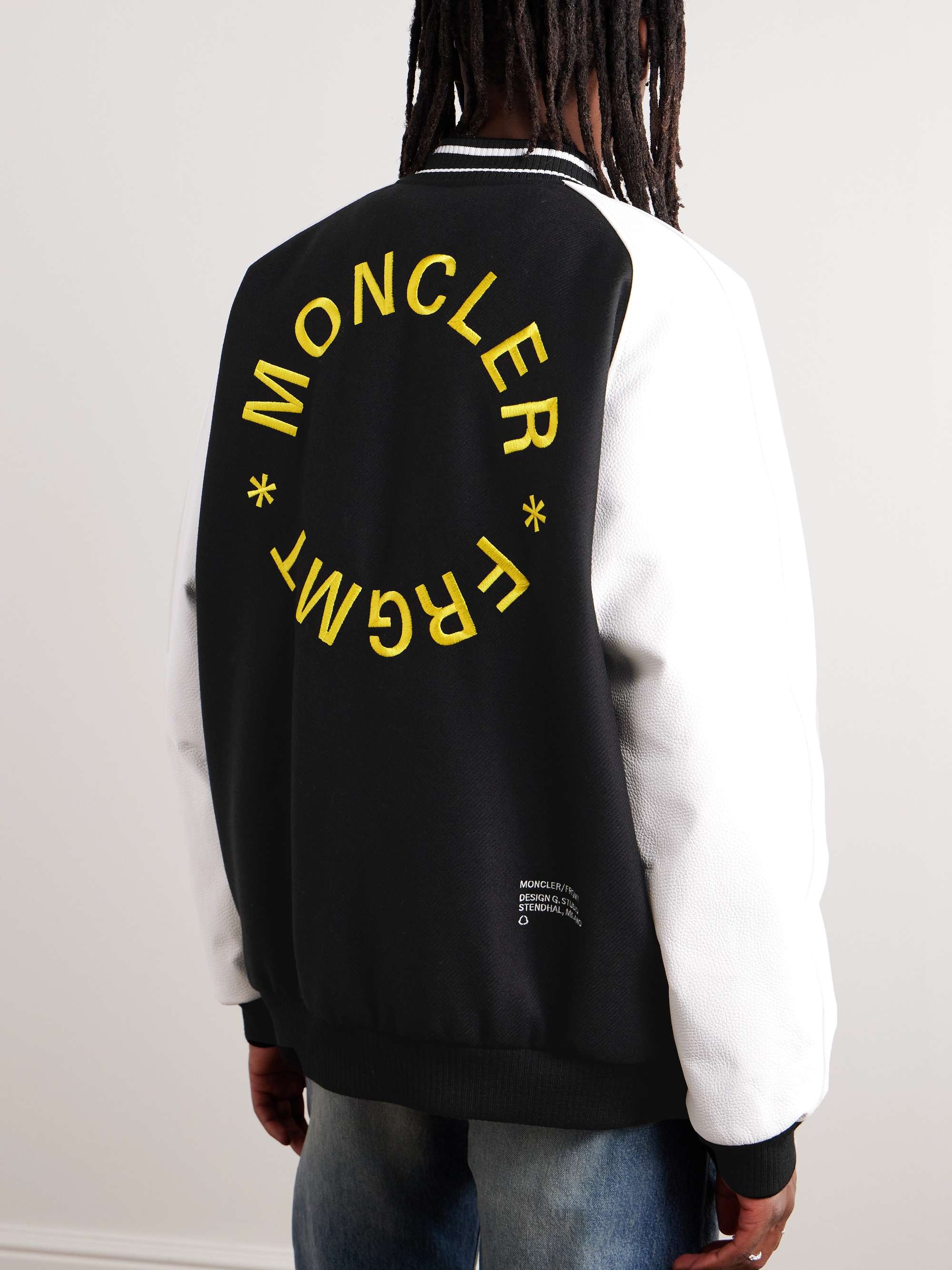 7 Moncler FRGMT Hiroshi Fujiwara Celsia Wool-Blend Felt and Full-Grain Leather Down Varsity Jacket view