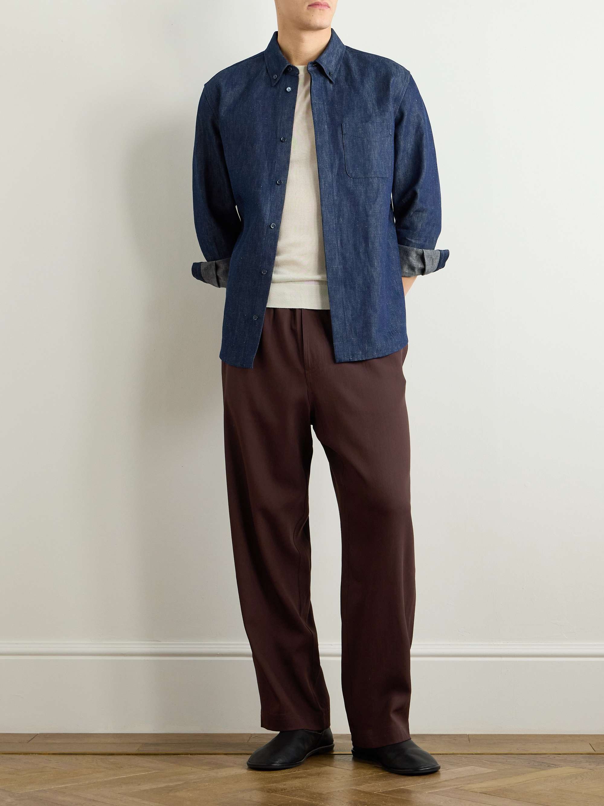 Junes Straight-Leg Wool-Blend Twill Trousers view
