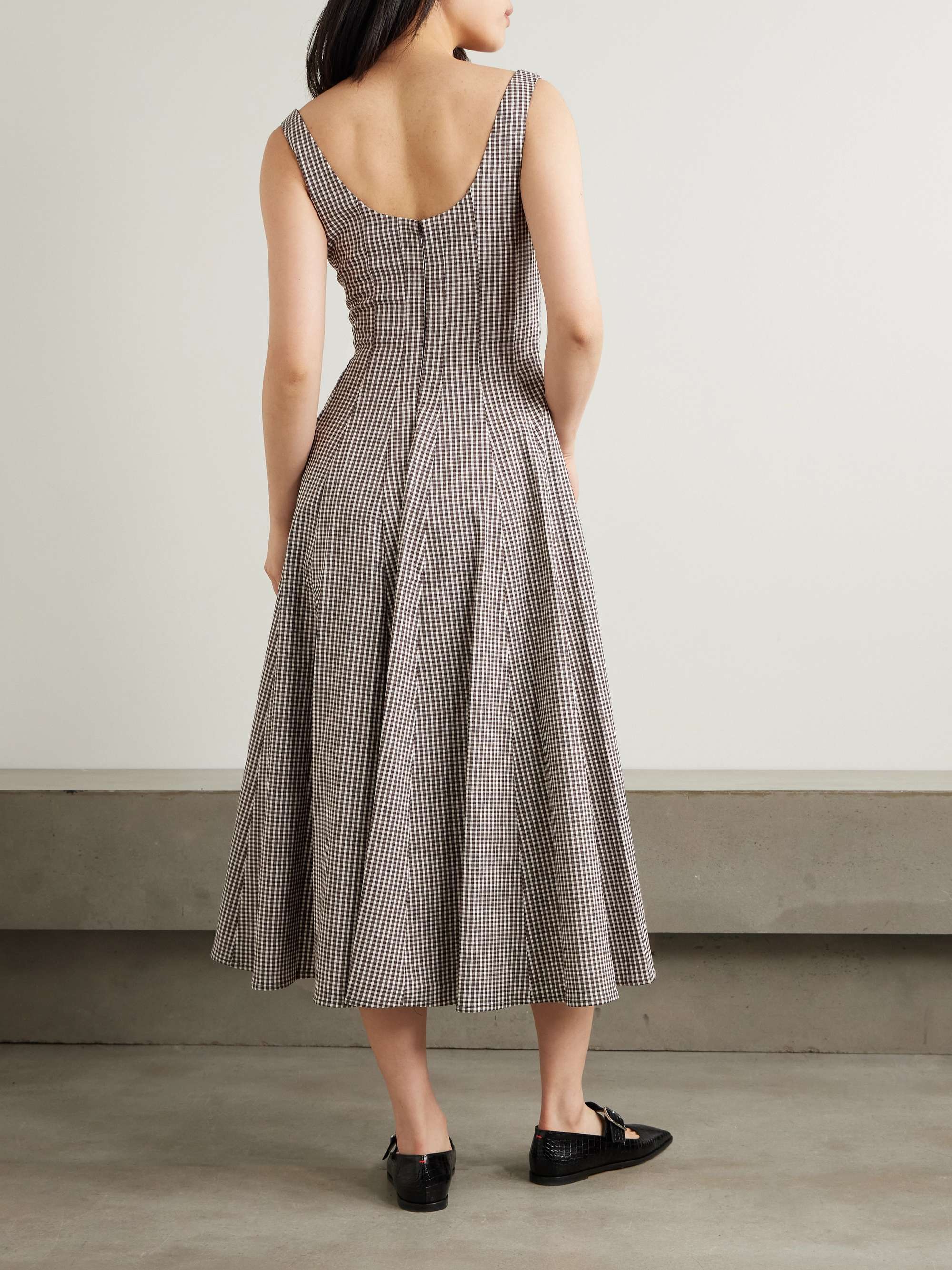 Wells pleated gingham poplin midi dress view