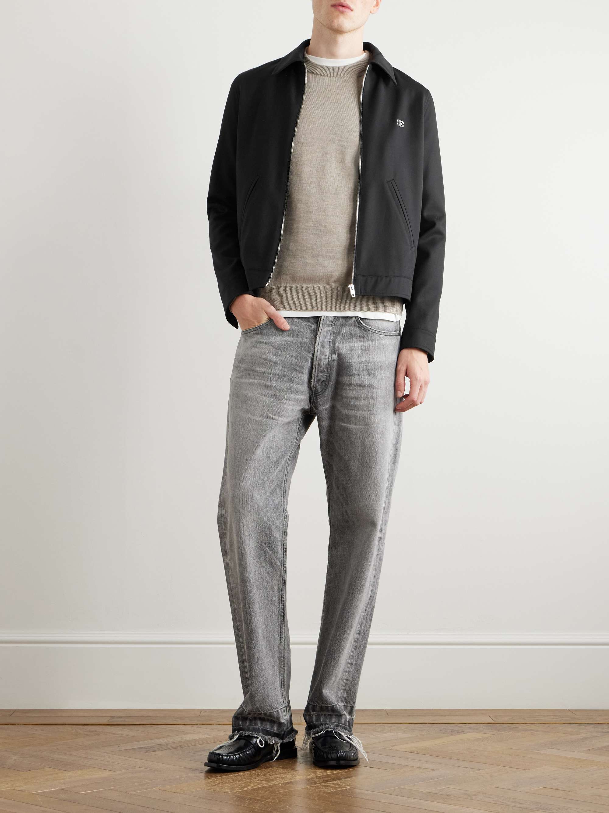 Triomphe Logo-Embroidered Wool-Blend Twill Jacket view