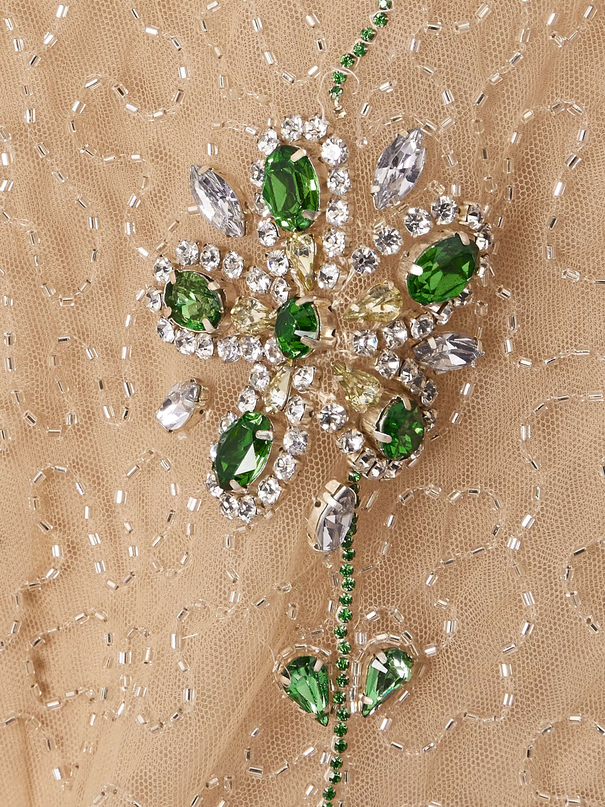 Bead and crystal-embellished silk-blend tulle gown view