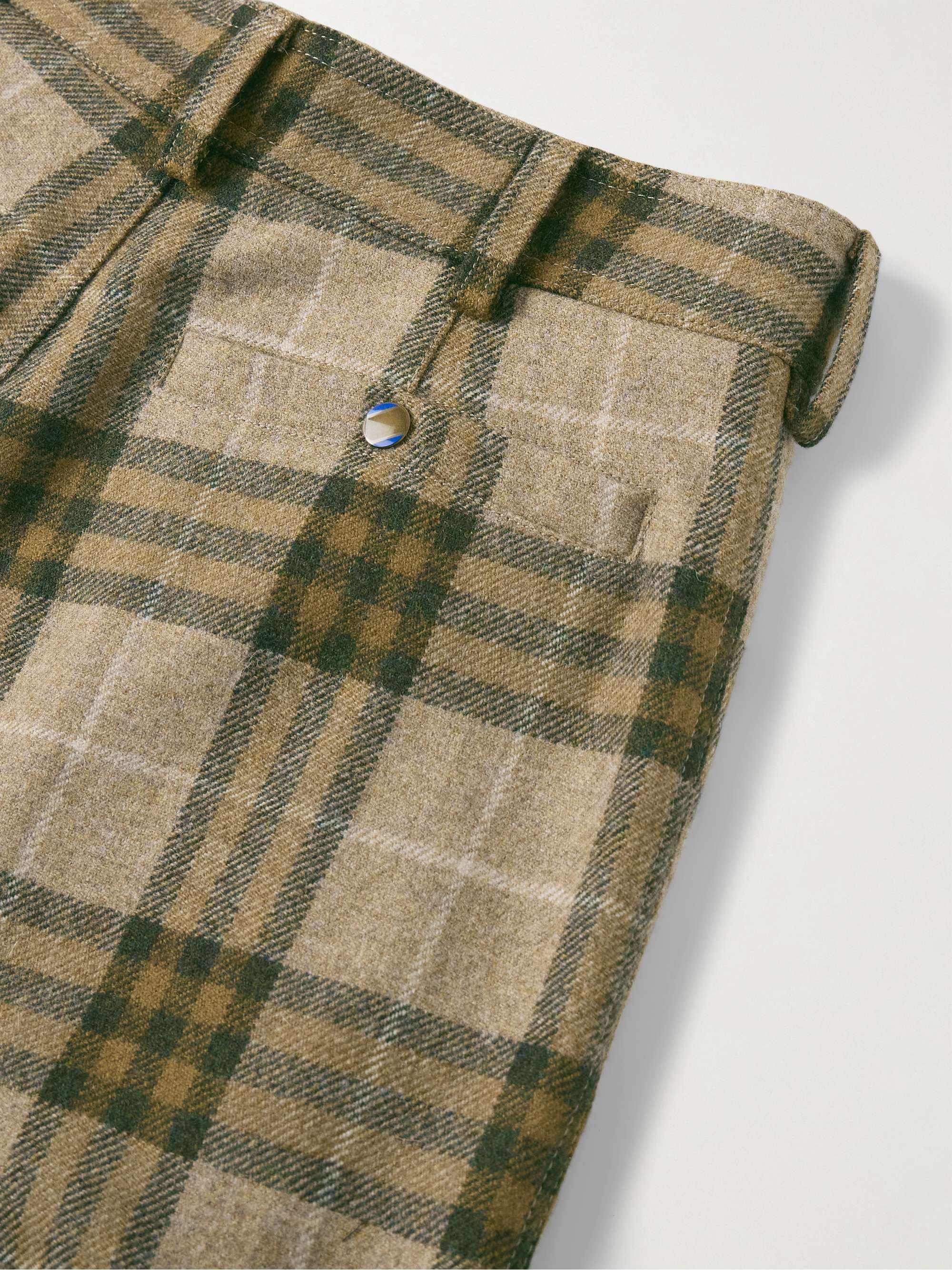 Straight-Leg Zip-Detailed Checked Wool Trousers view