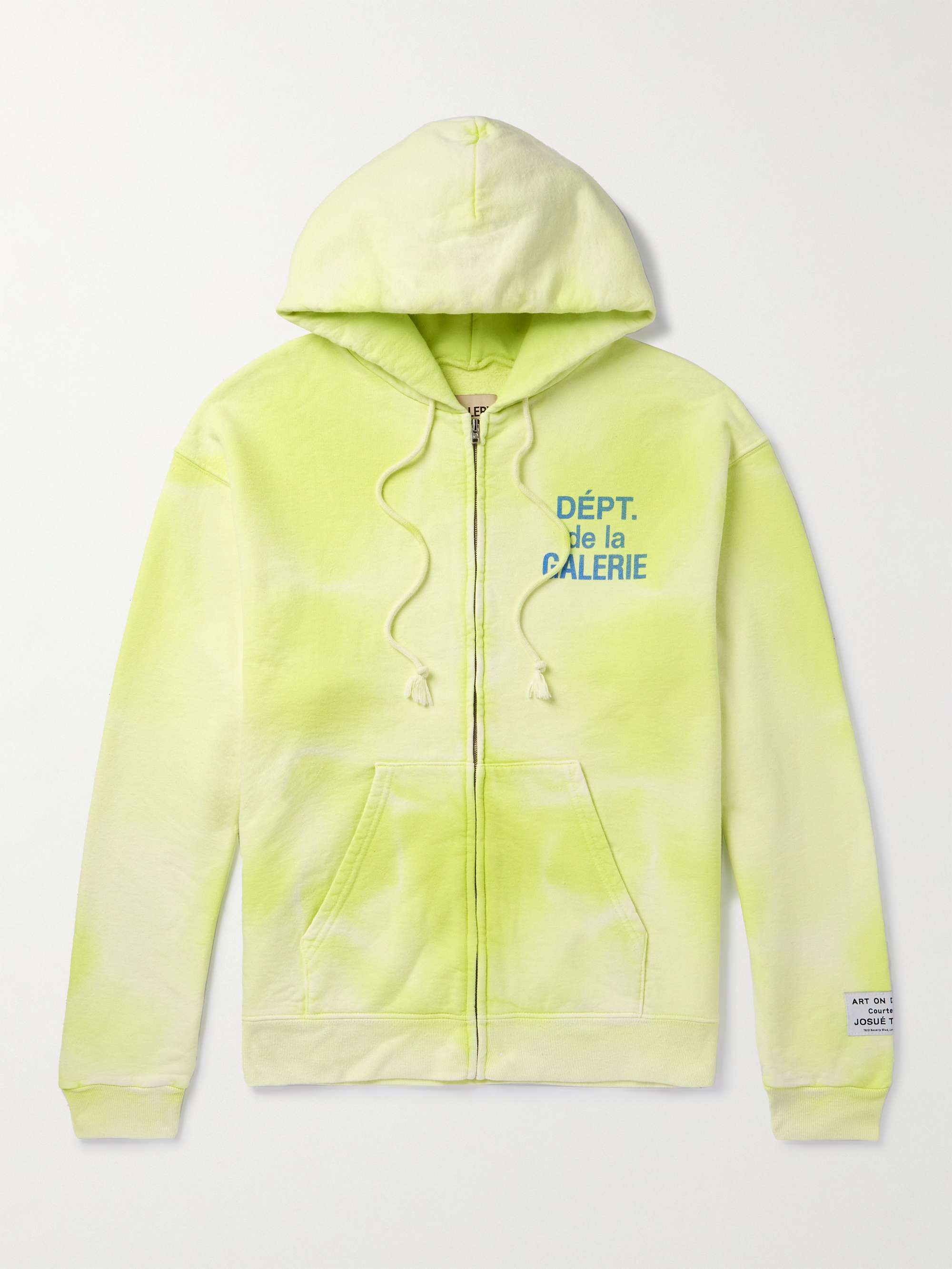 Logo-Print Bleached Cotton-Jersey Zip-Up Hoodie hero visual
