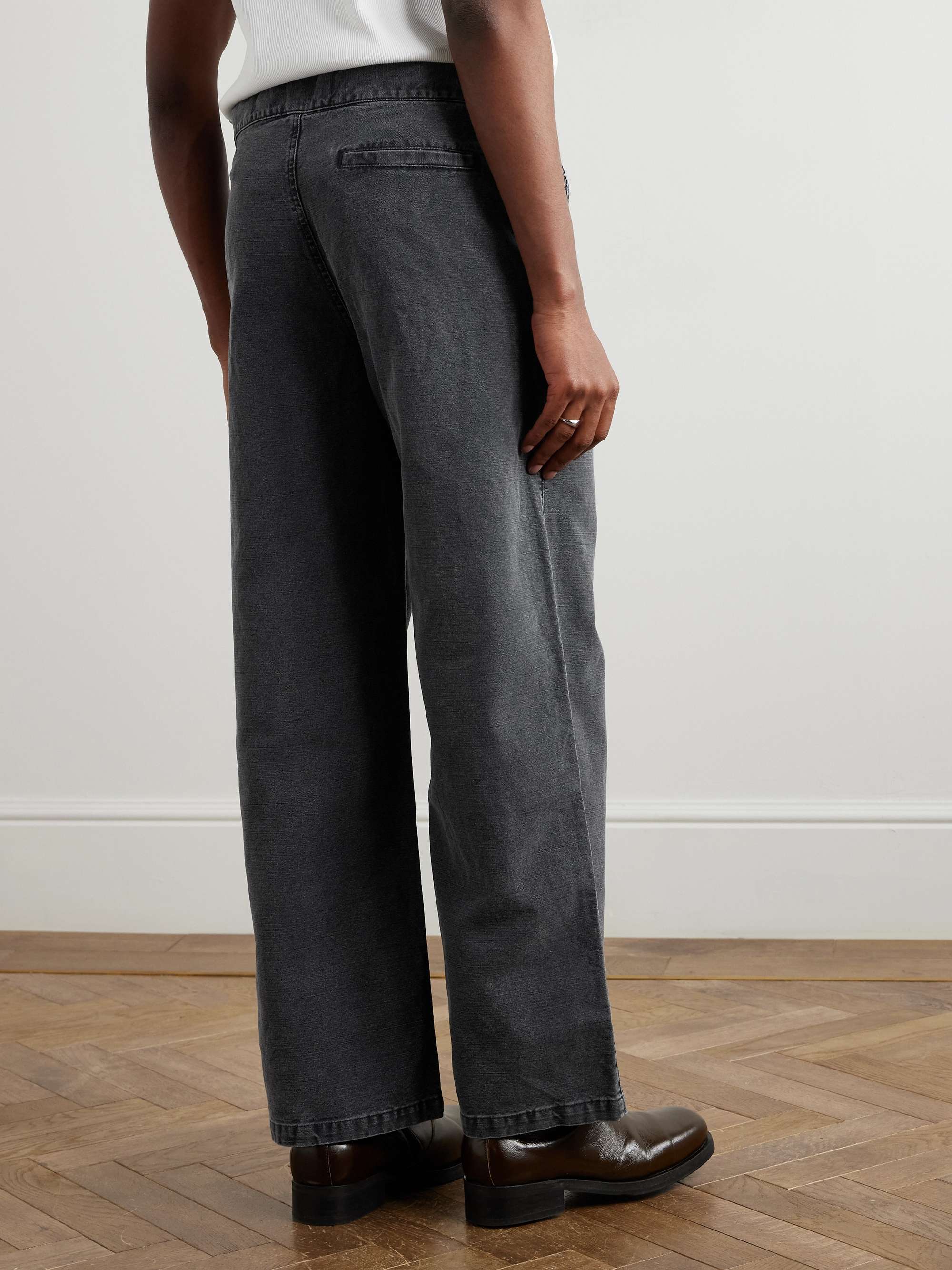 Stern Straight-Leg Belted Cotton and Linen-Blend Canvas Trousers view