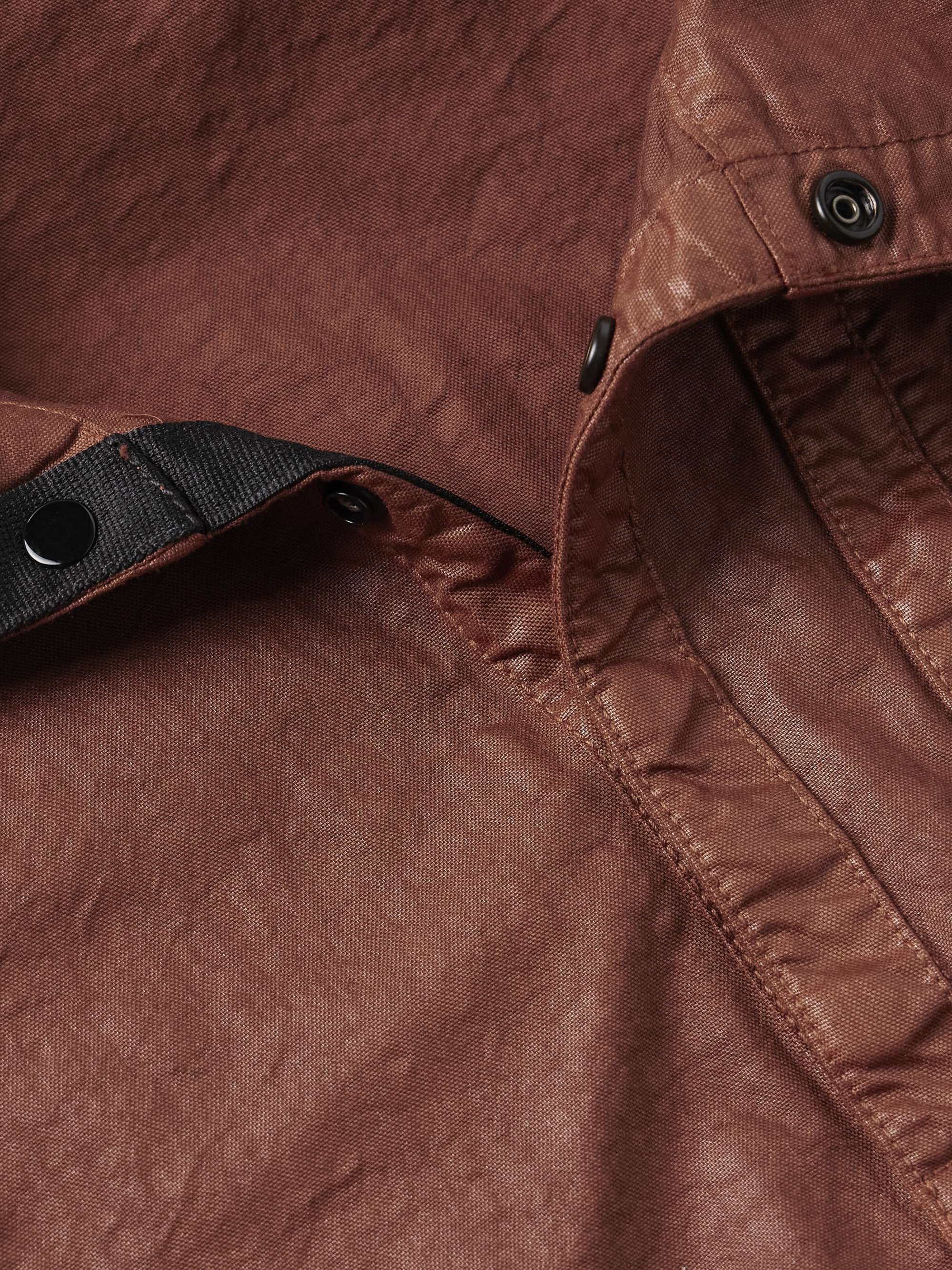 Panama Logo-Appliquéd Garment-Dyed Nylon Half-Placket Hooded Jacket view
