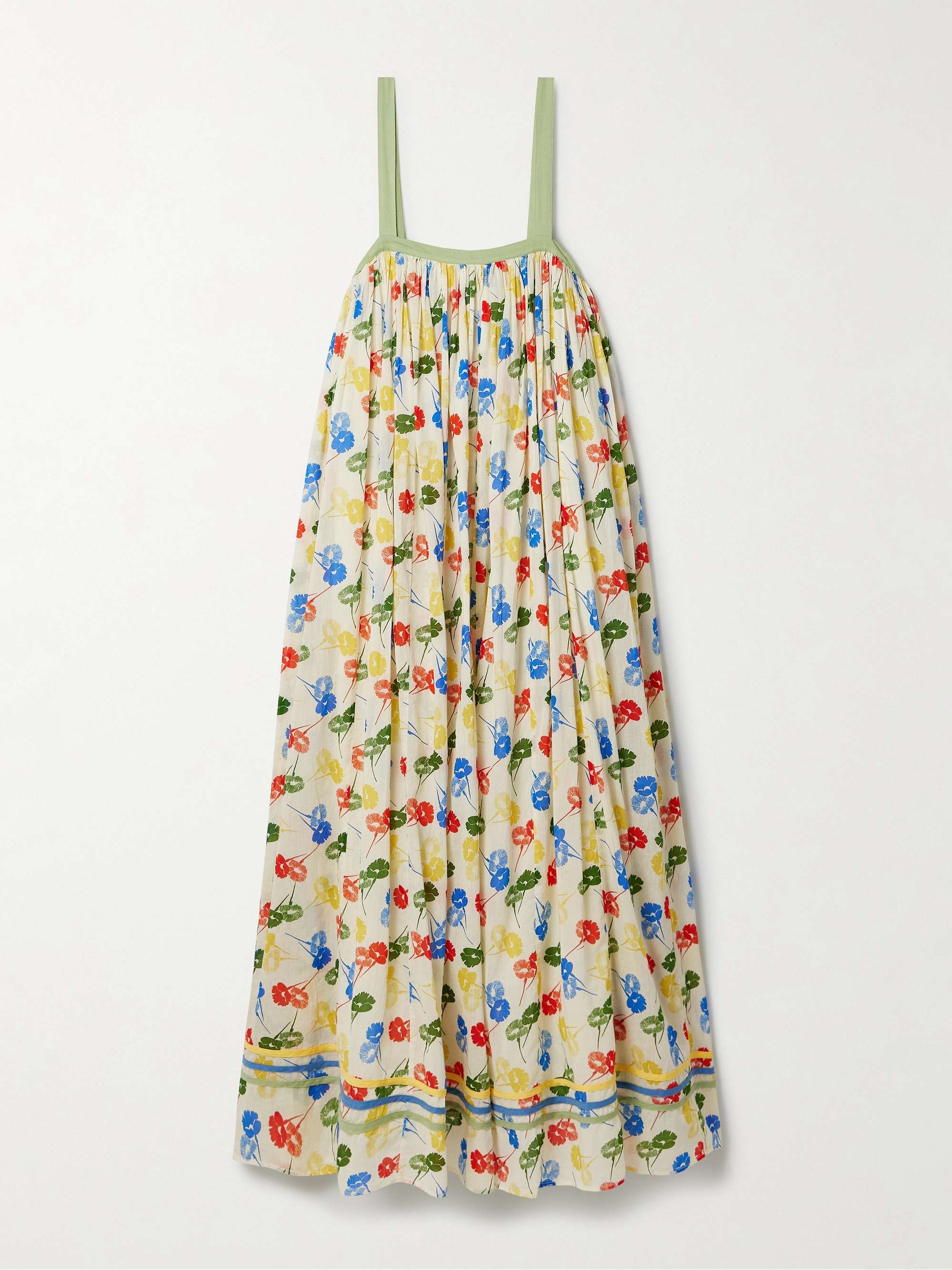 Gathered floral-print cotton-voile maxi dress hero visual