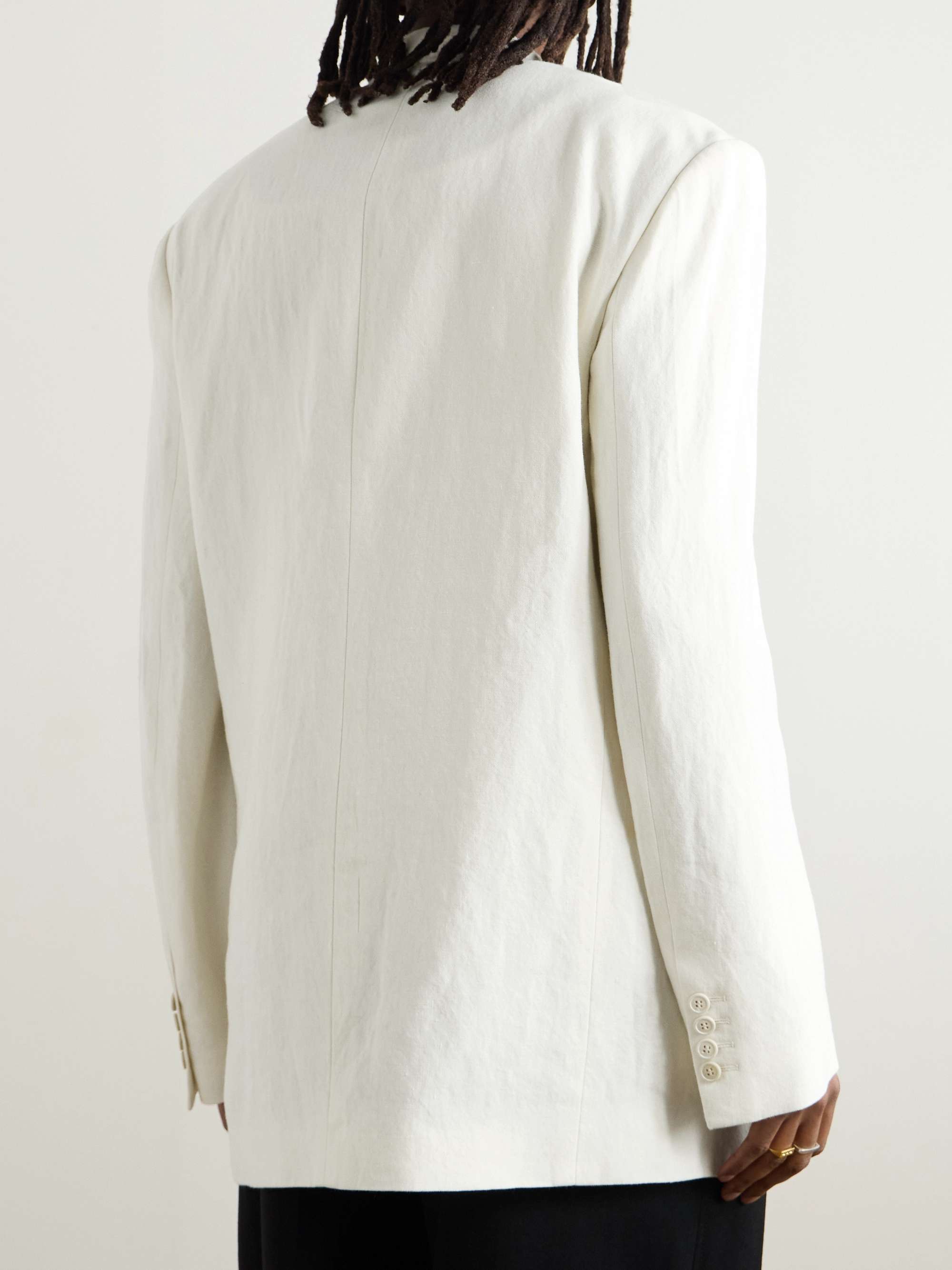 Oversized Double-Breasted Linen, Wool, Silk and Cashmere-Blend Blazer view