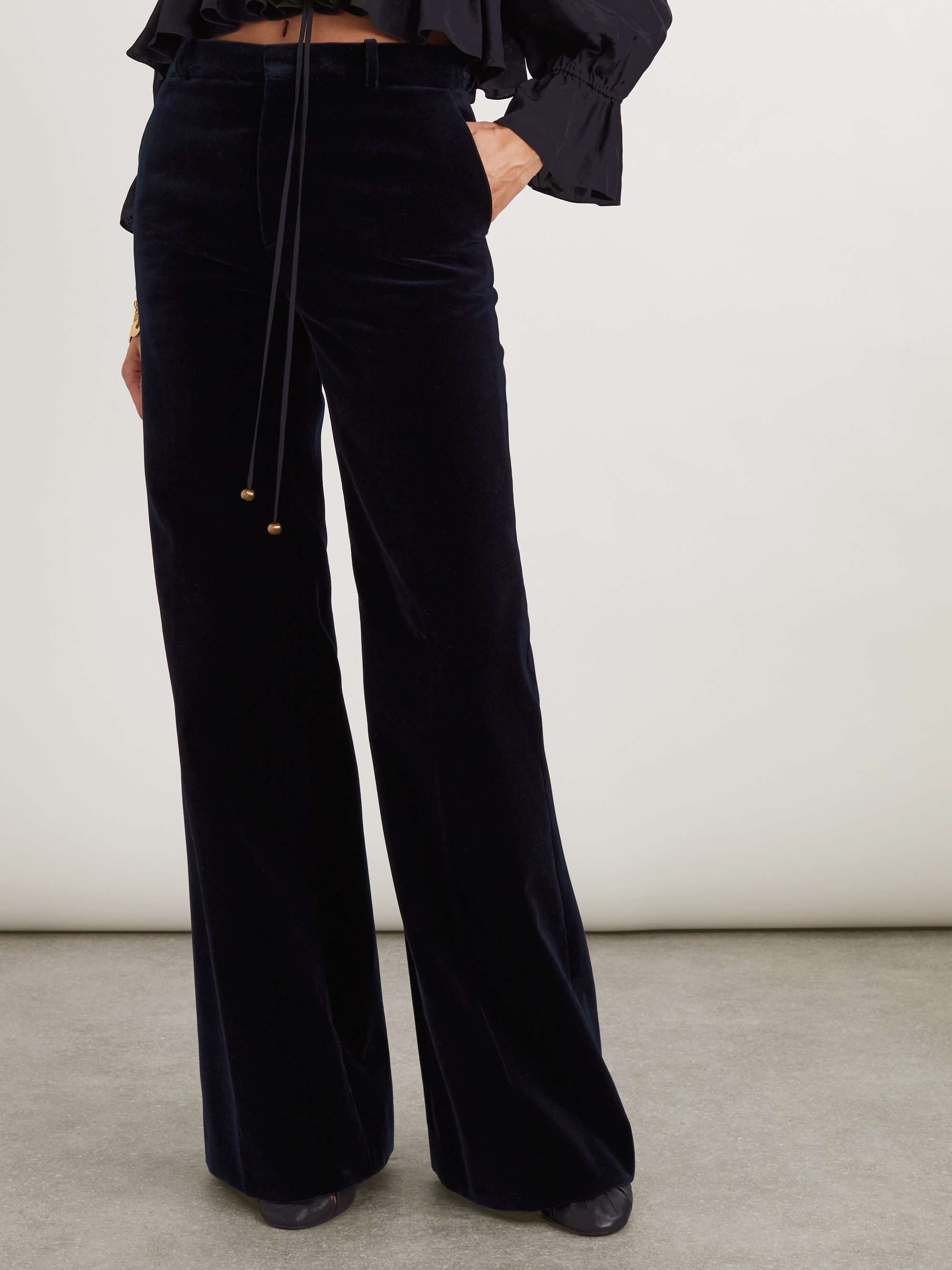 Cotton-velvet wide-leg pants view