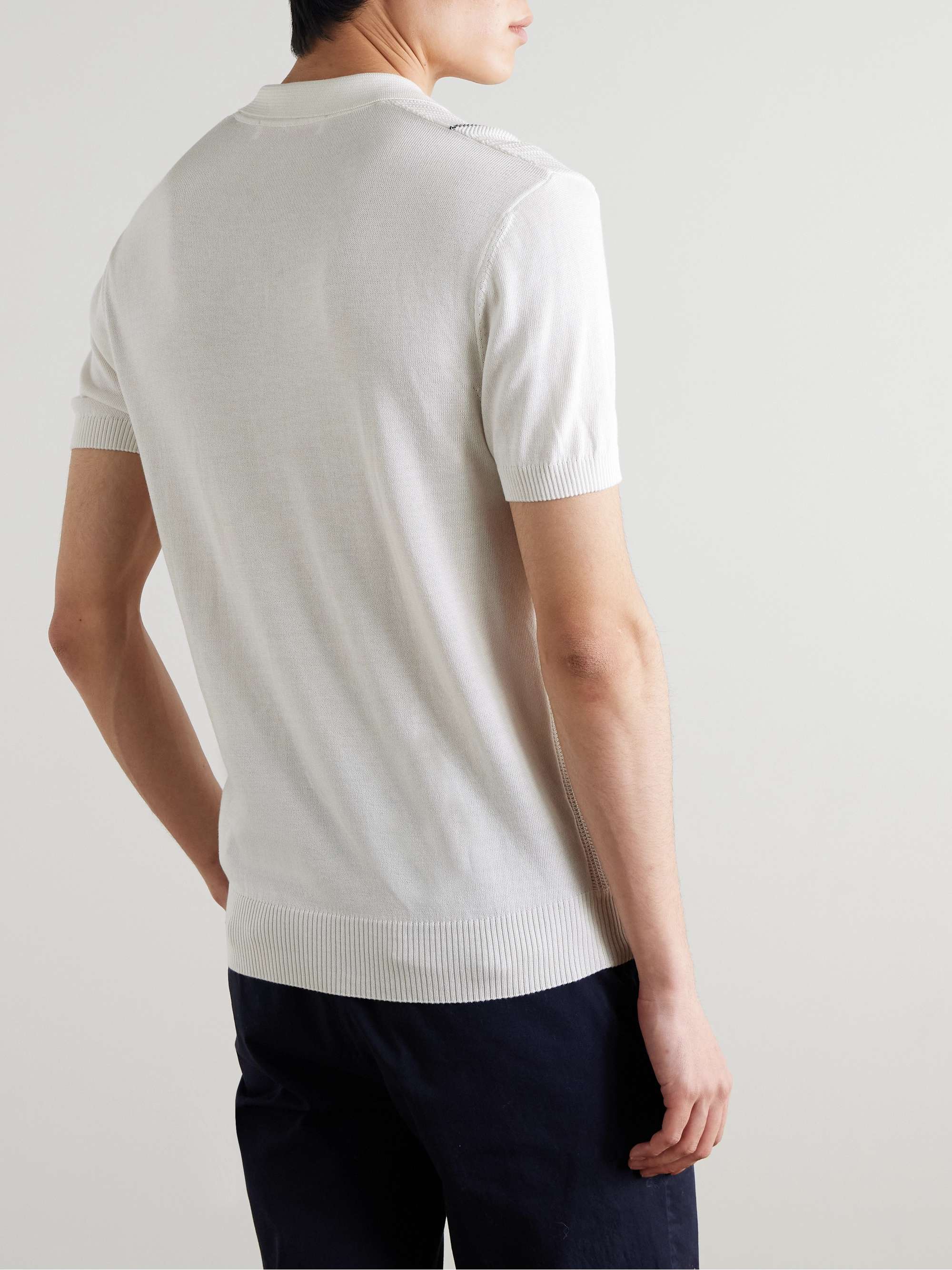 Horton Slim-Fit Ribbed Mulberry Silk and Organic Cotton-Blend Polo Shirt view