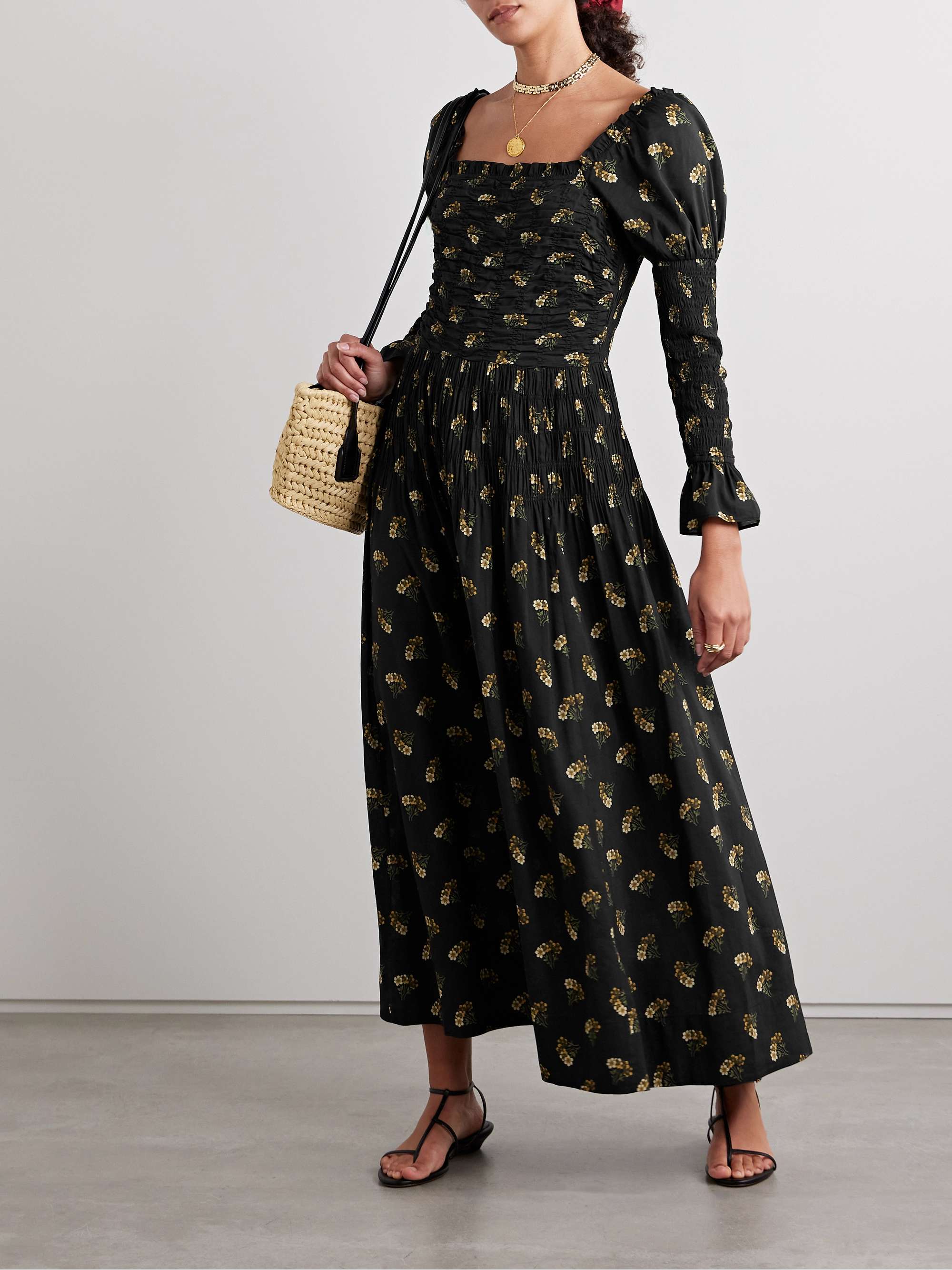 Wilmina shirred floral-print cotton-blend maxi dress view
