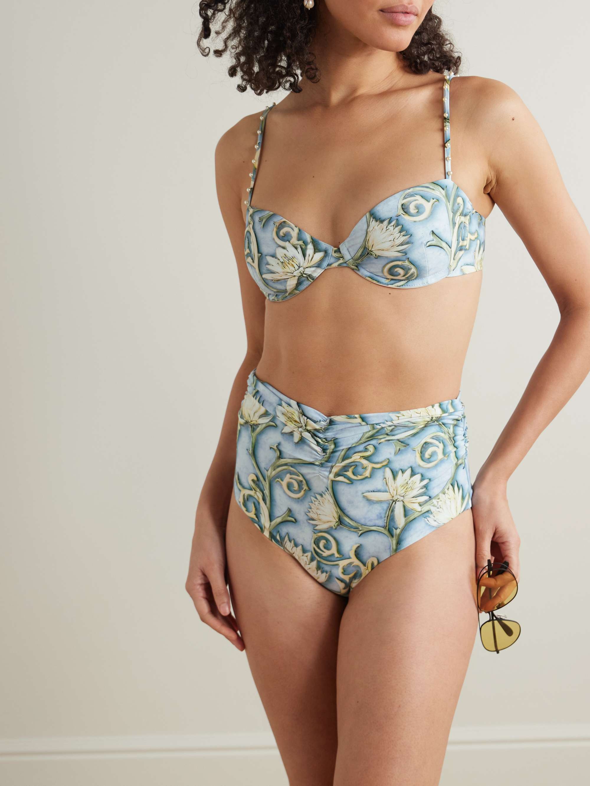 Vaiven Soledad ruched floral-print recycled bikini briefs view