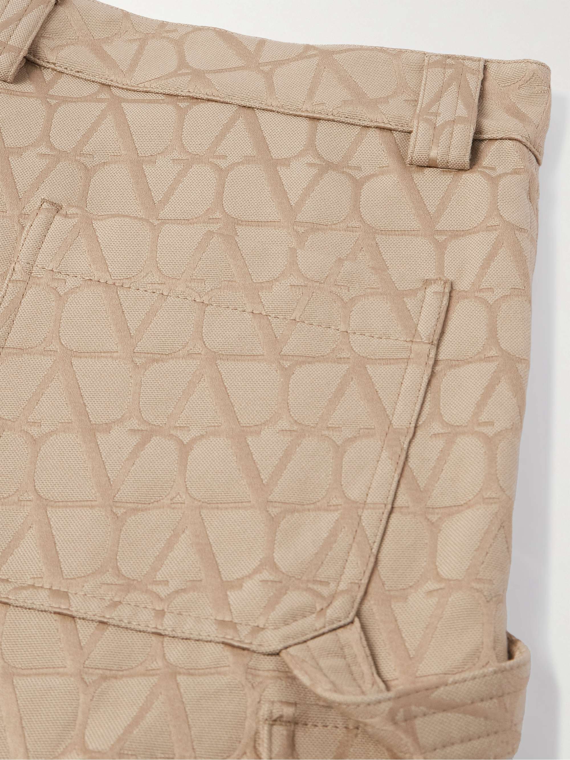 Toile Iconographe Straight-Leg Logo-Jacquard Cotton-Blend Cargo Shorts view