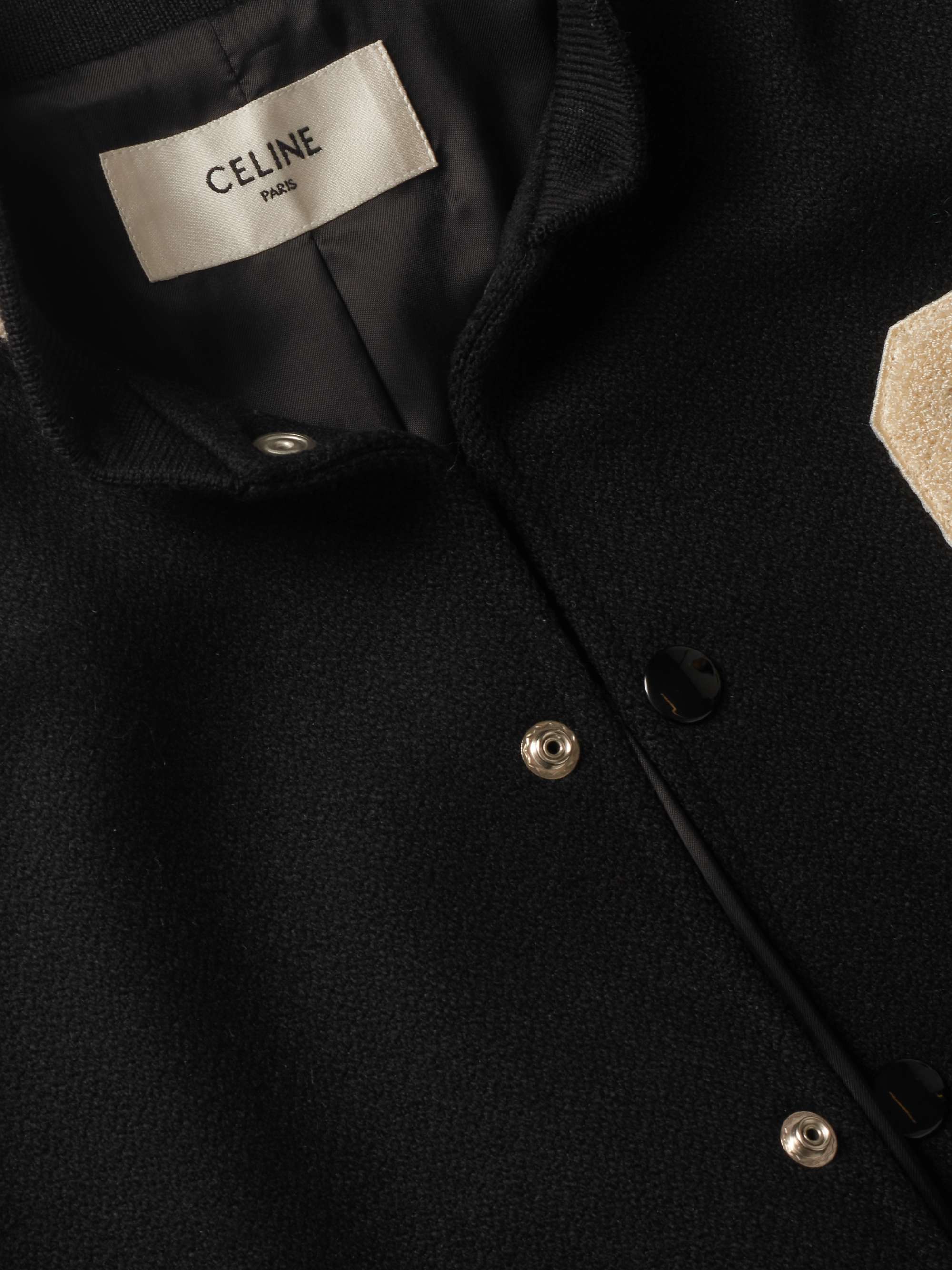Appliquéd Wool-Blend and Leather Varsity Jacket view
