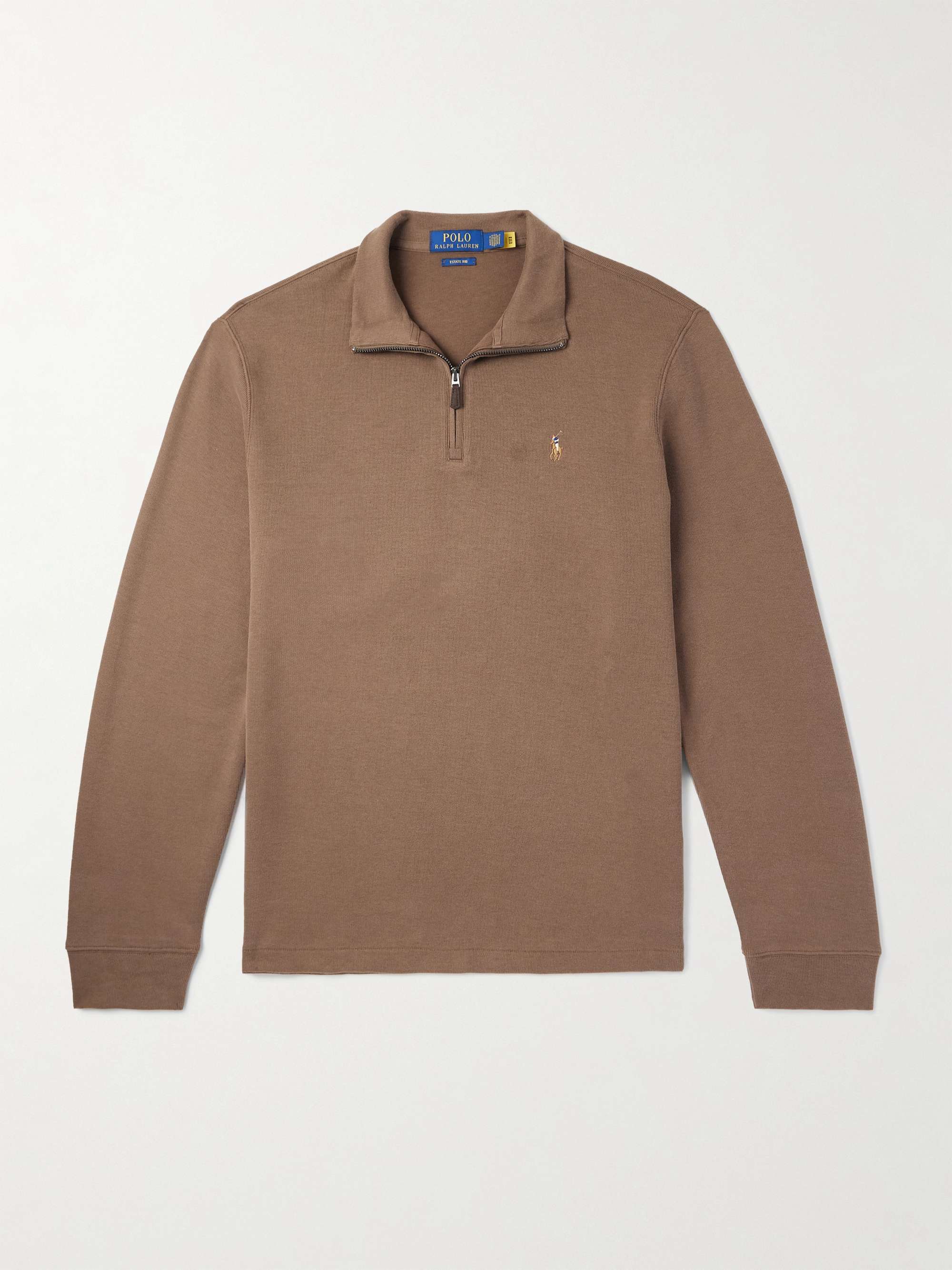 Logo-Embroidered Cotton-Jersey Half-Zip Sweatshirt hero visual