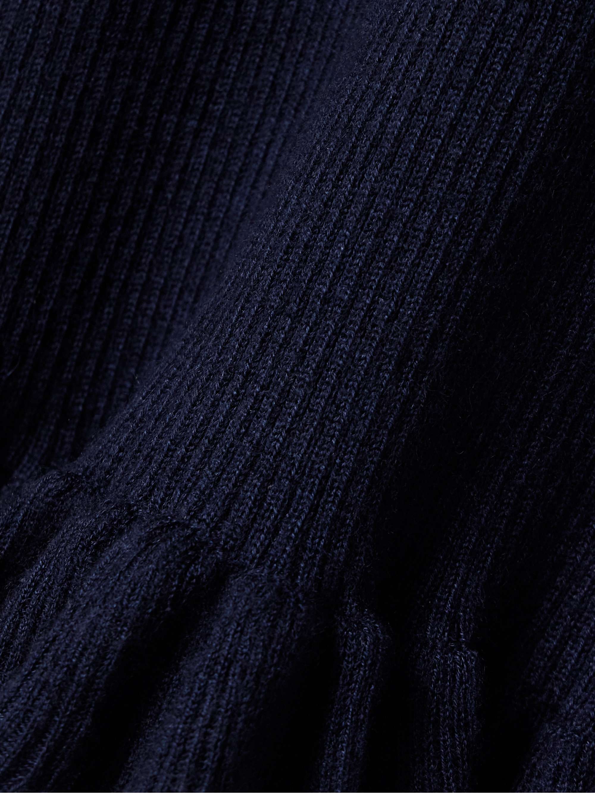 The Grace asymmetric ruffled ribbed cashmere midi skirt view