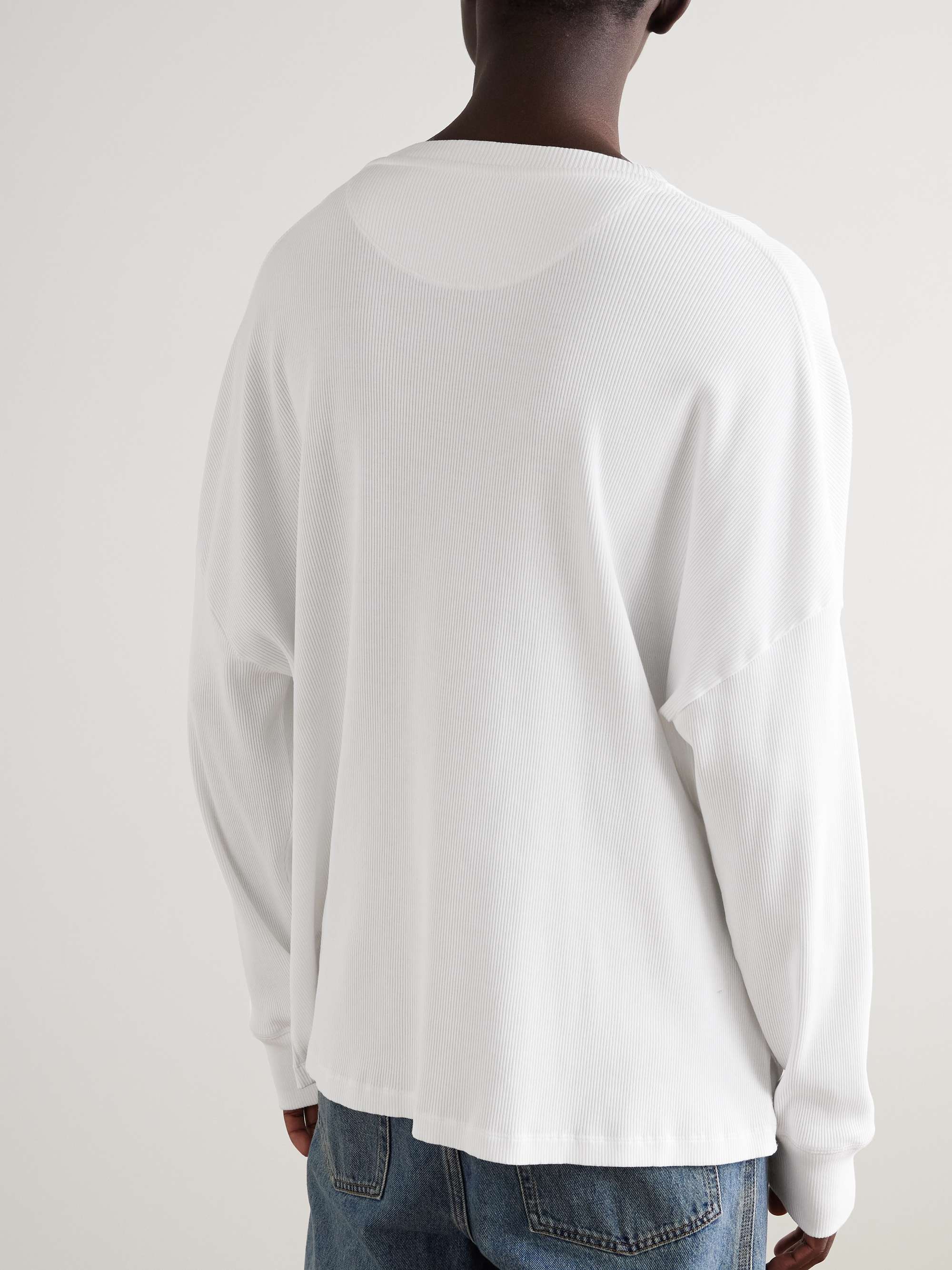 Oversized Logo-Embroidered Ribbed Cotton T-Shirt view